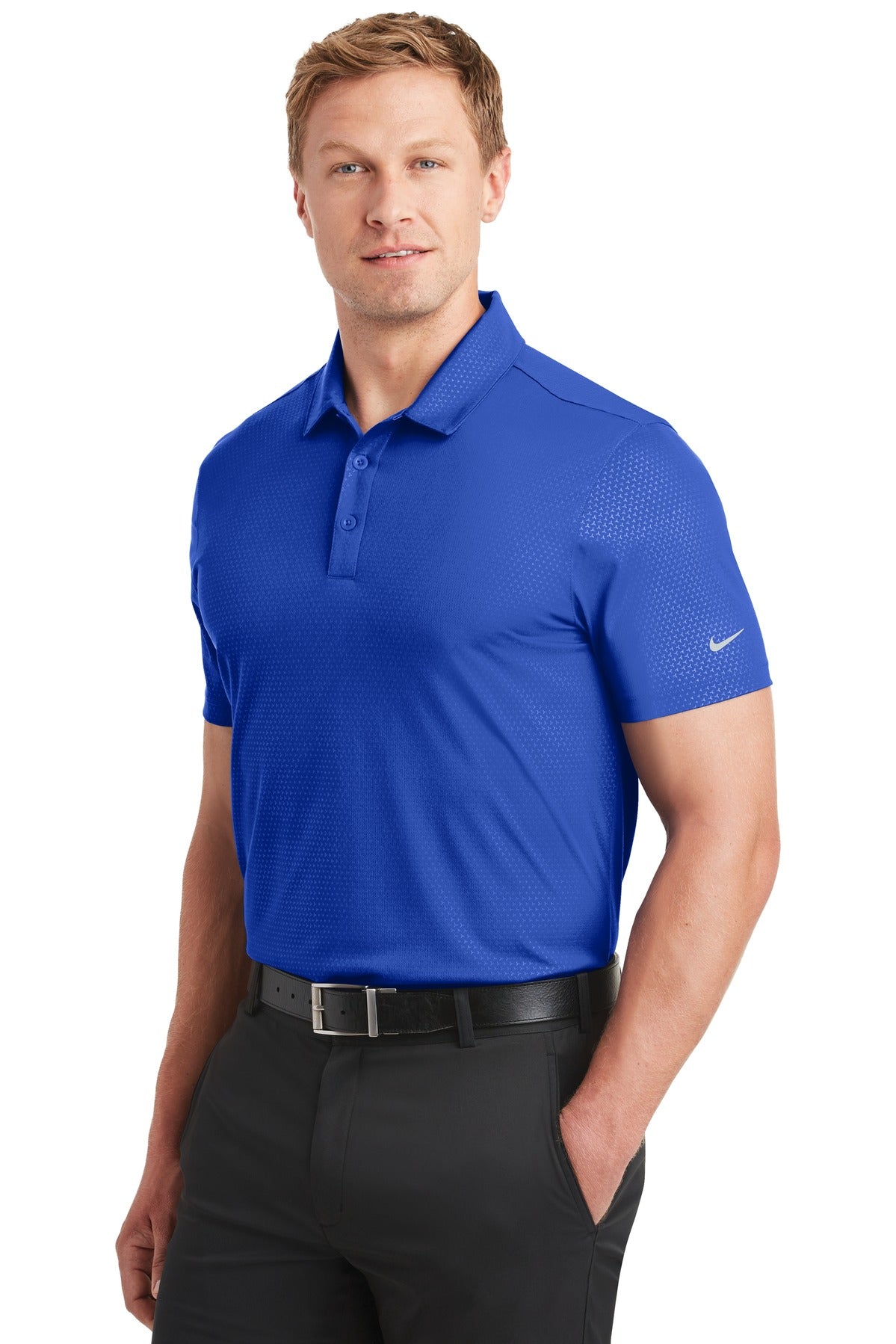 Old Royal Nike Dri-FIT Embossed Tri-Blade Polo. 838964