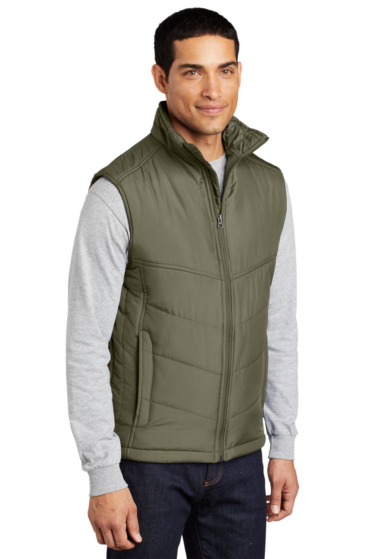 Olive Port Authority Puffy Vest. J709