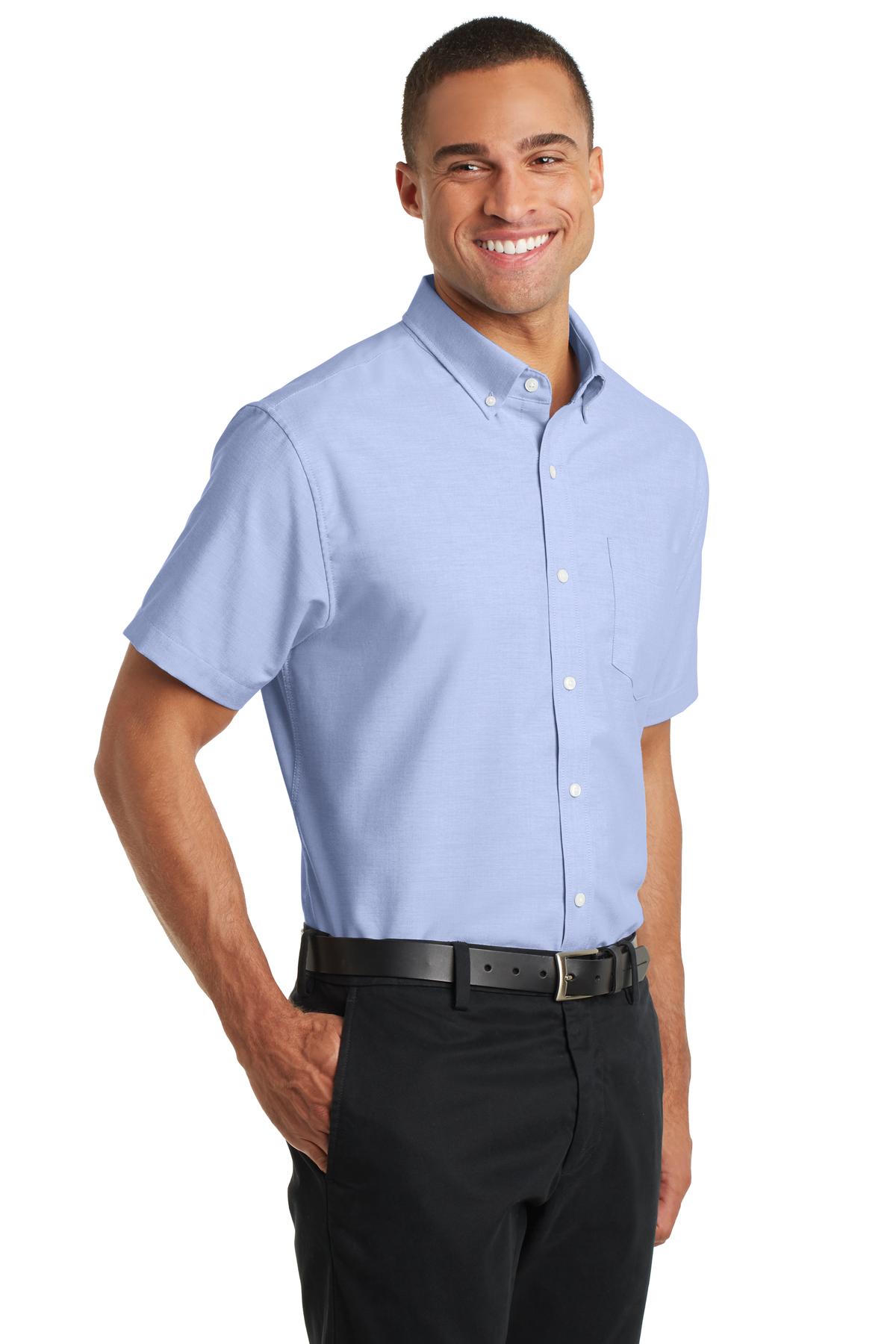 Oxford Blue Port Authority Short Sleeve SuperPro Oxford Shirt. S659