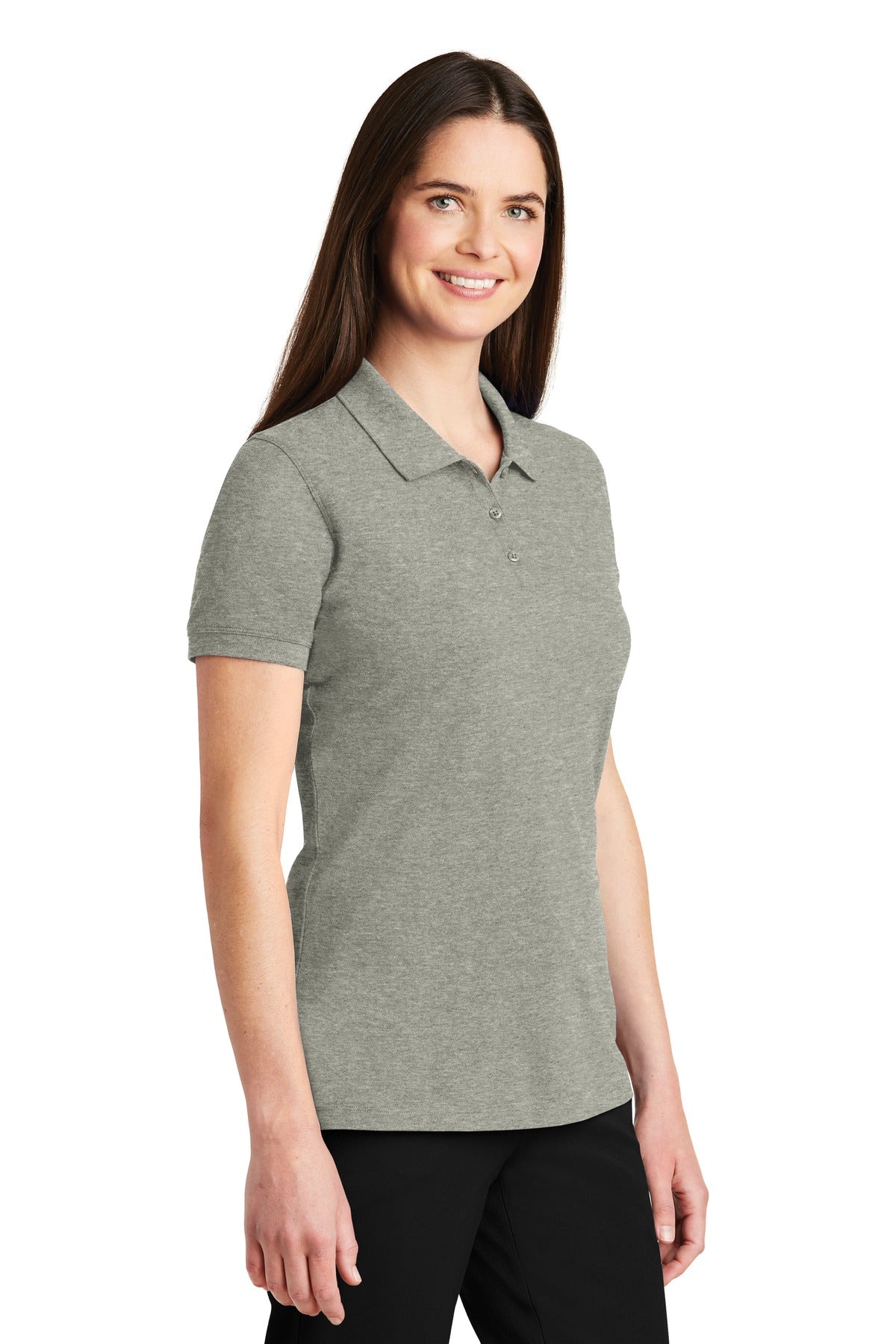 Oxford Heather Port Authority Women's EZCotton Polo. LK8000