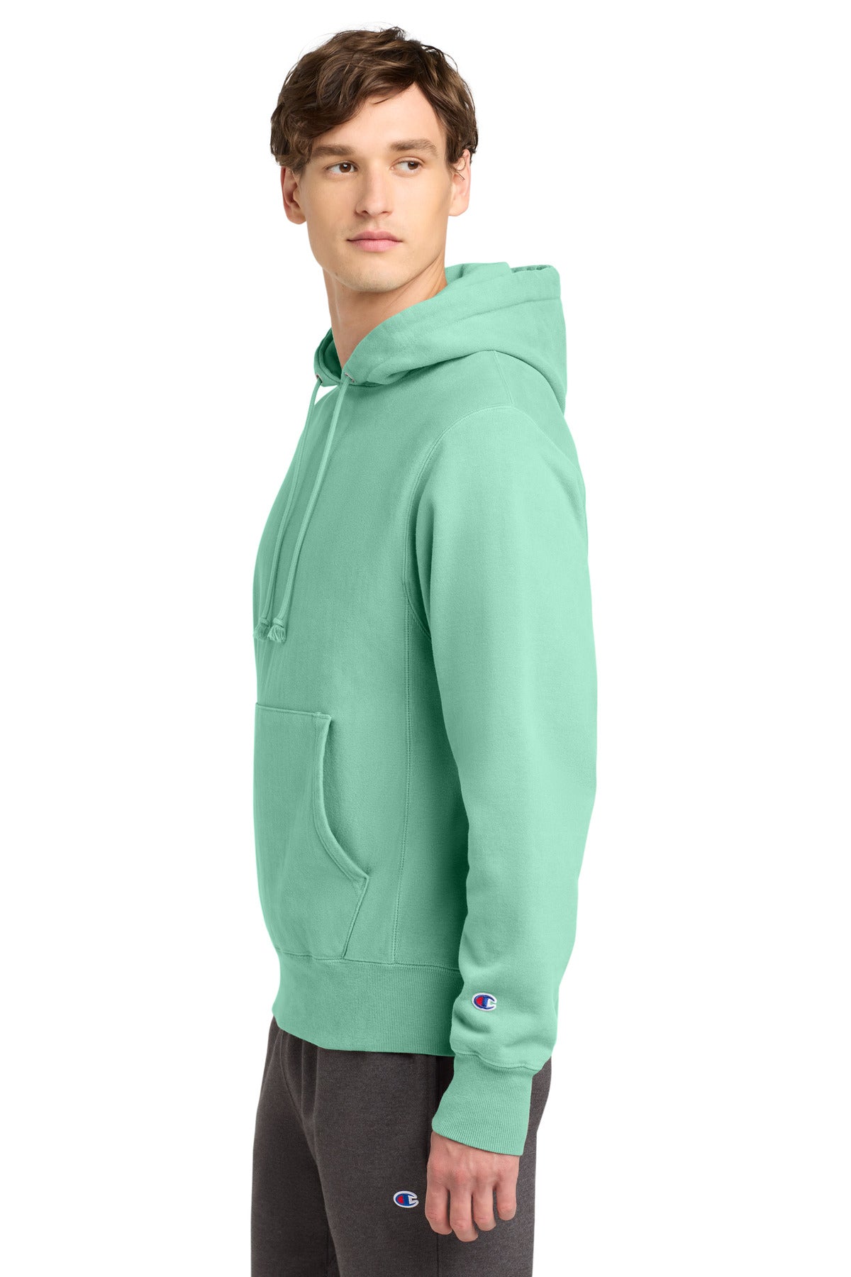 PaleSeafm Champion Reverse Weave Garment-Dyed Hooded Sweatshirt. GDS101