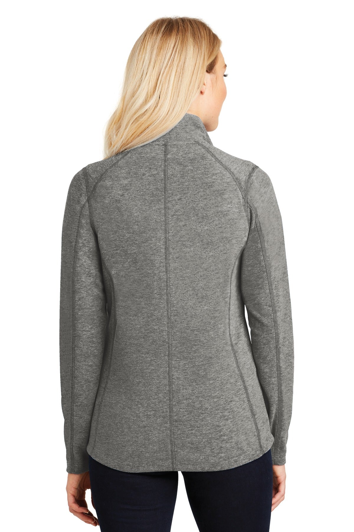 Pearl Grey Hea Port Authority Women's Heather Microfleece Full-Zip Jacket. L235