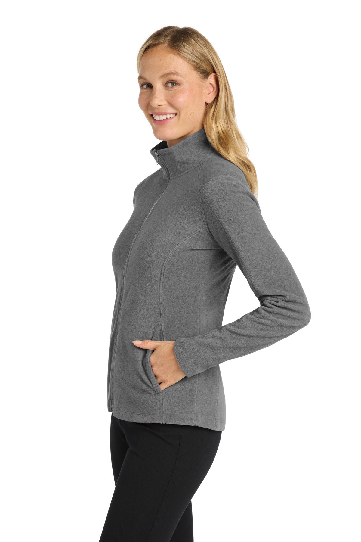 Pearl Grey Port Authority Women's Microfleece Jacket. L223