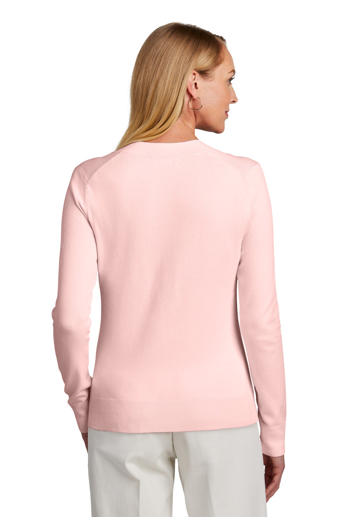 PearlPink Brooks Brothers Women's Cotton Stretch V-Neck Sweater BB18401