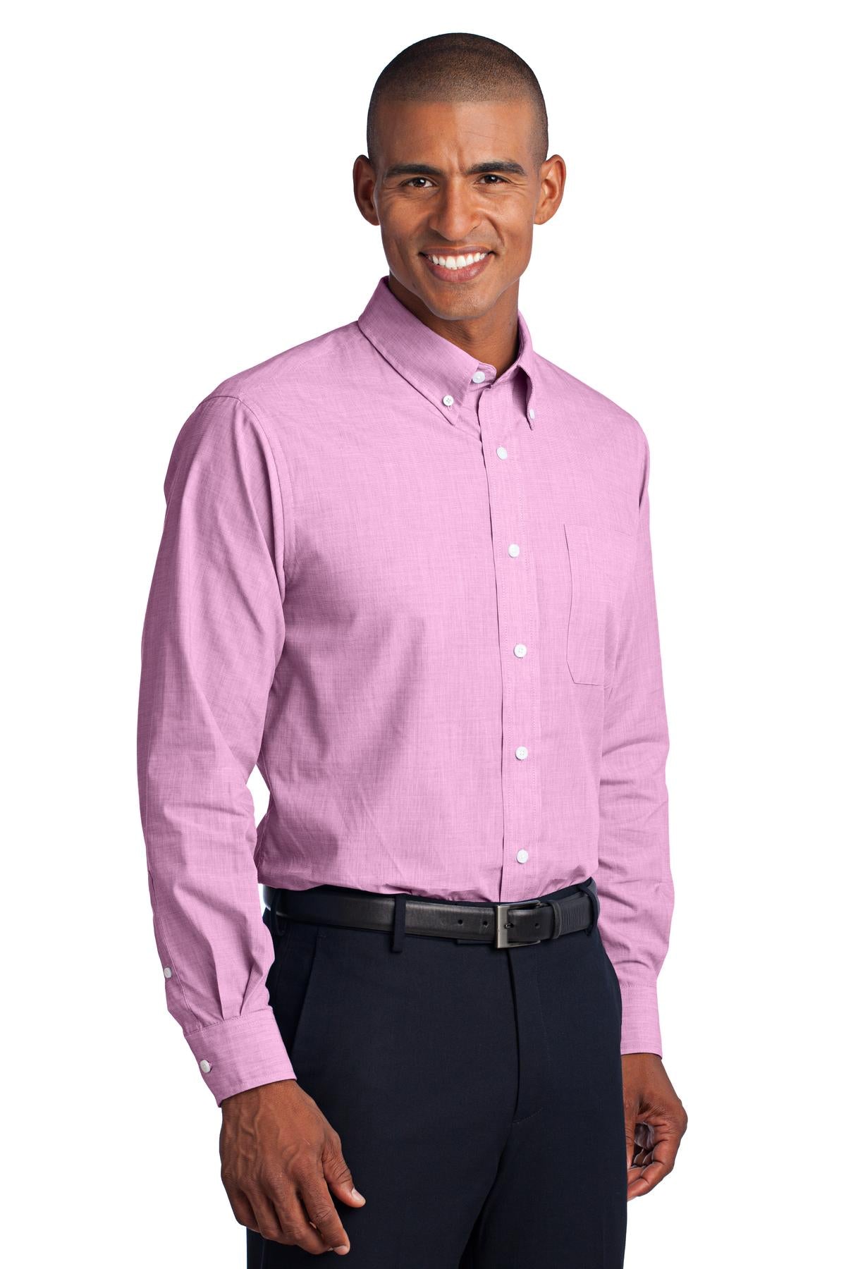Pink Orchid Port Authority Crosshatch Easy Care Shirt. S640