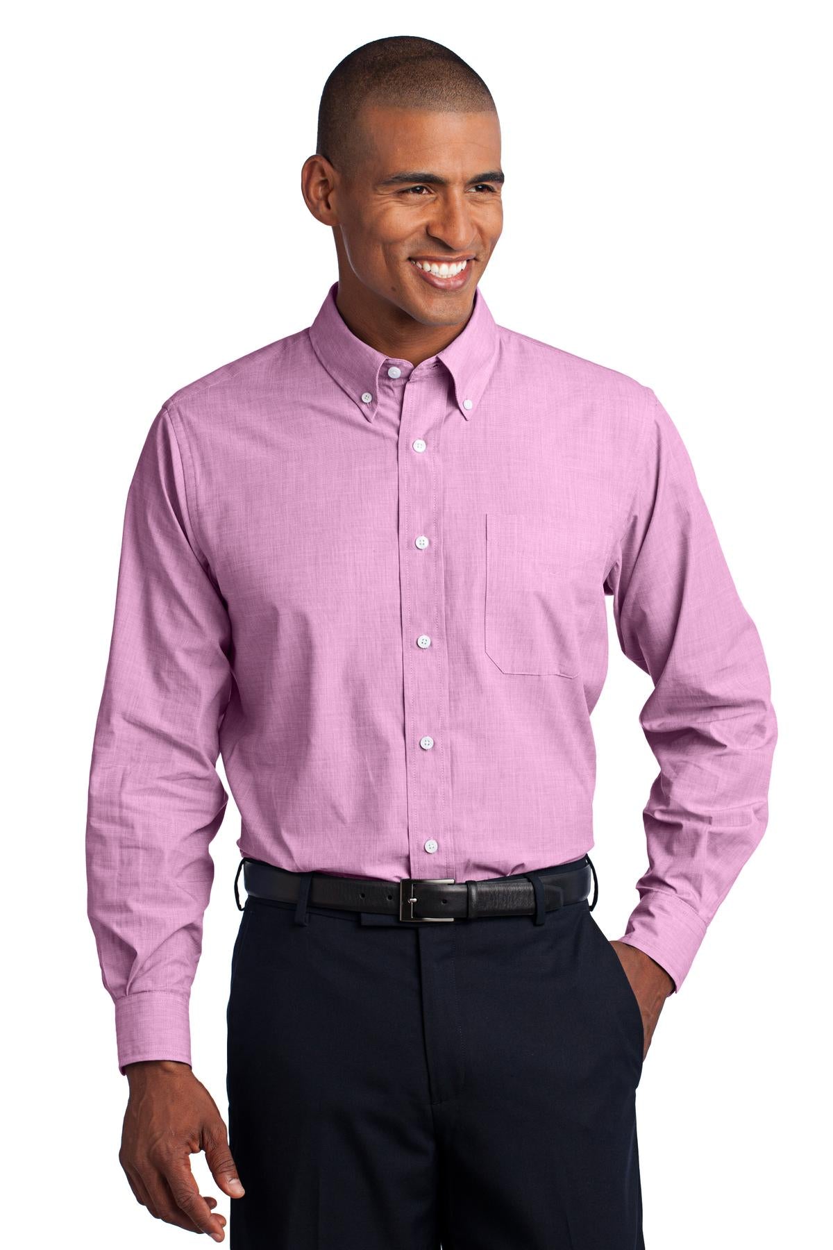 Pink Orchid Port Authority Crosshatch Easy Care Shirt. S640