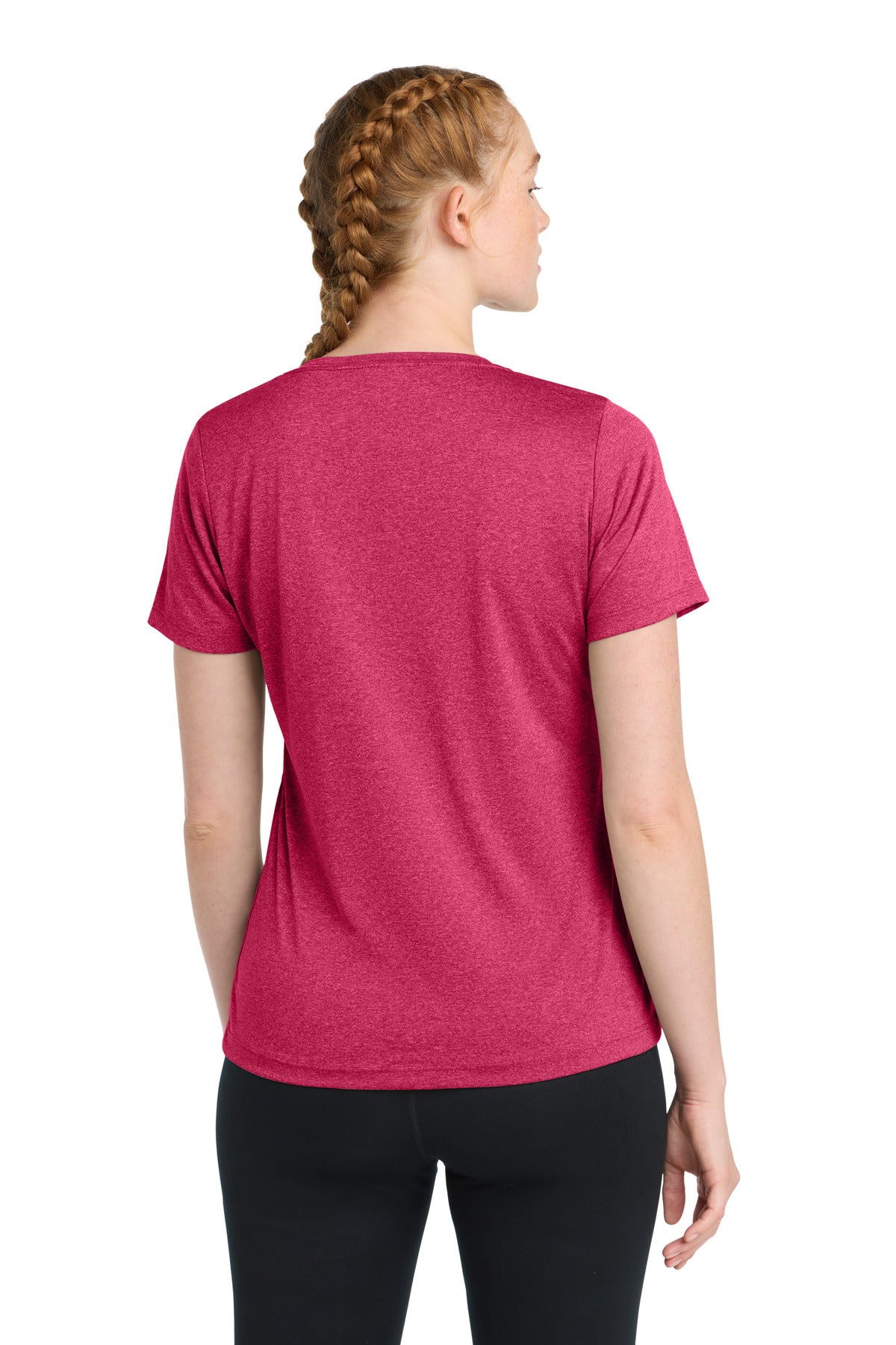 Pink Rasp Hthr Sport-Tek Women's Heather Contender Scoop Neck Tee. LST360