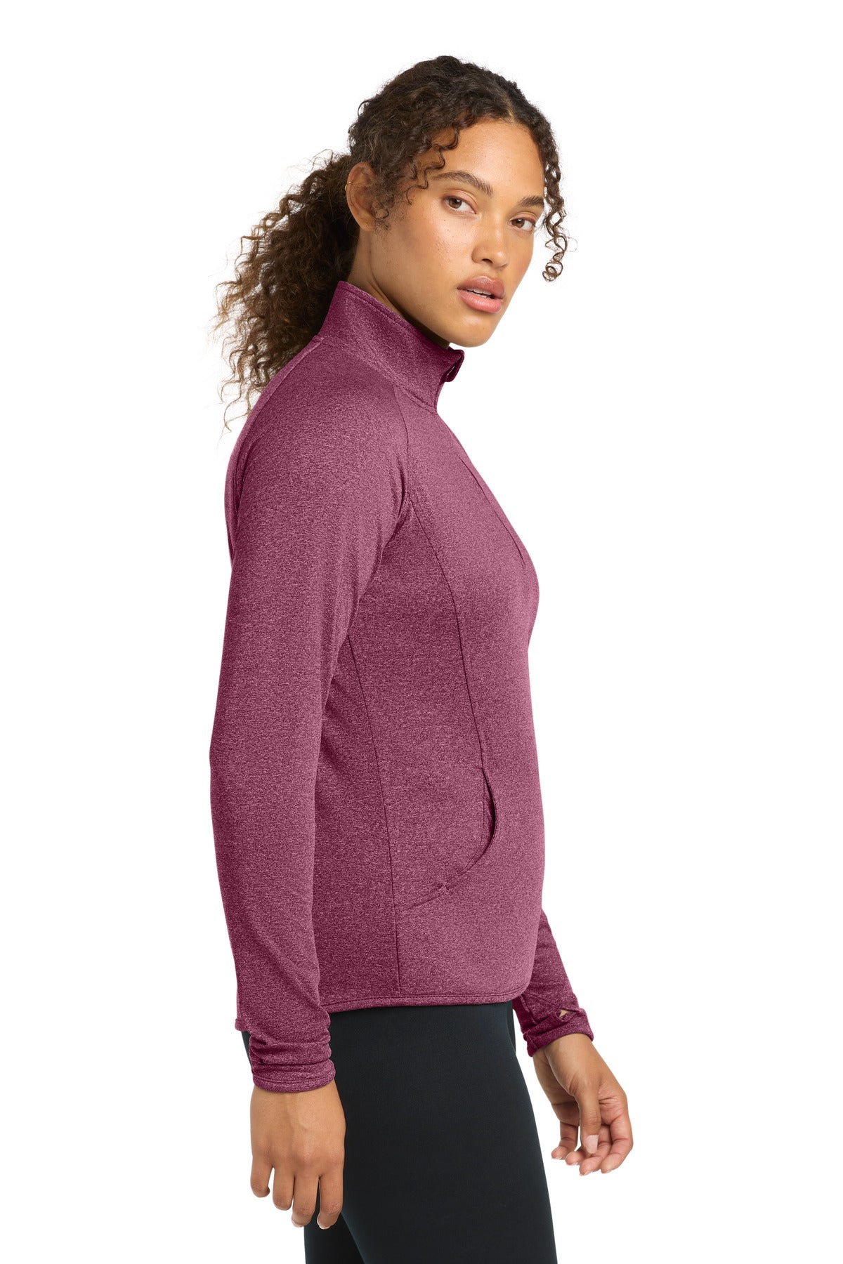 Pink Rush Hthr Sport-Tek Women's Sport-Wick Stretch 1/4-Zip Pullover. LST850