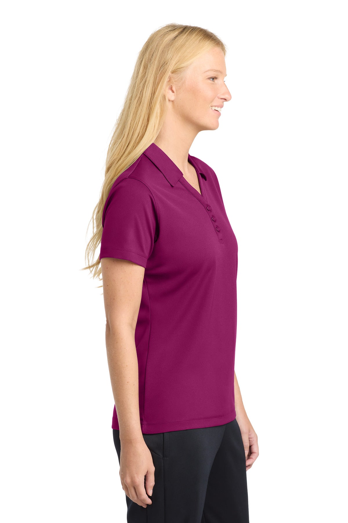 Pink Rush Sport-Tek Women's PosiCharge Micro-Mesh Polo. LST680
