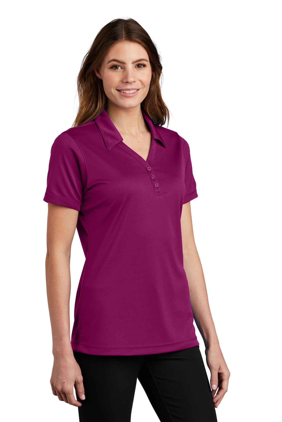 Pink Rush Sport-Tek Women's PosiCharge Micro-Mesh Polo. LST680