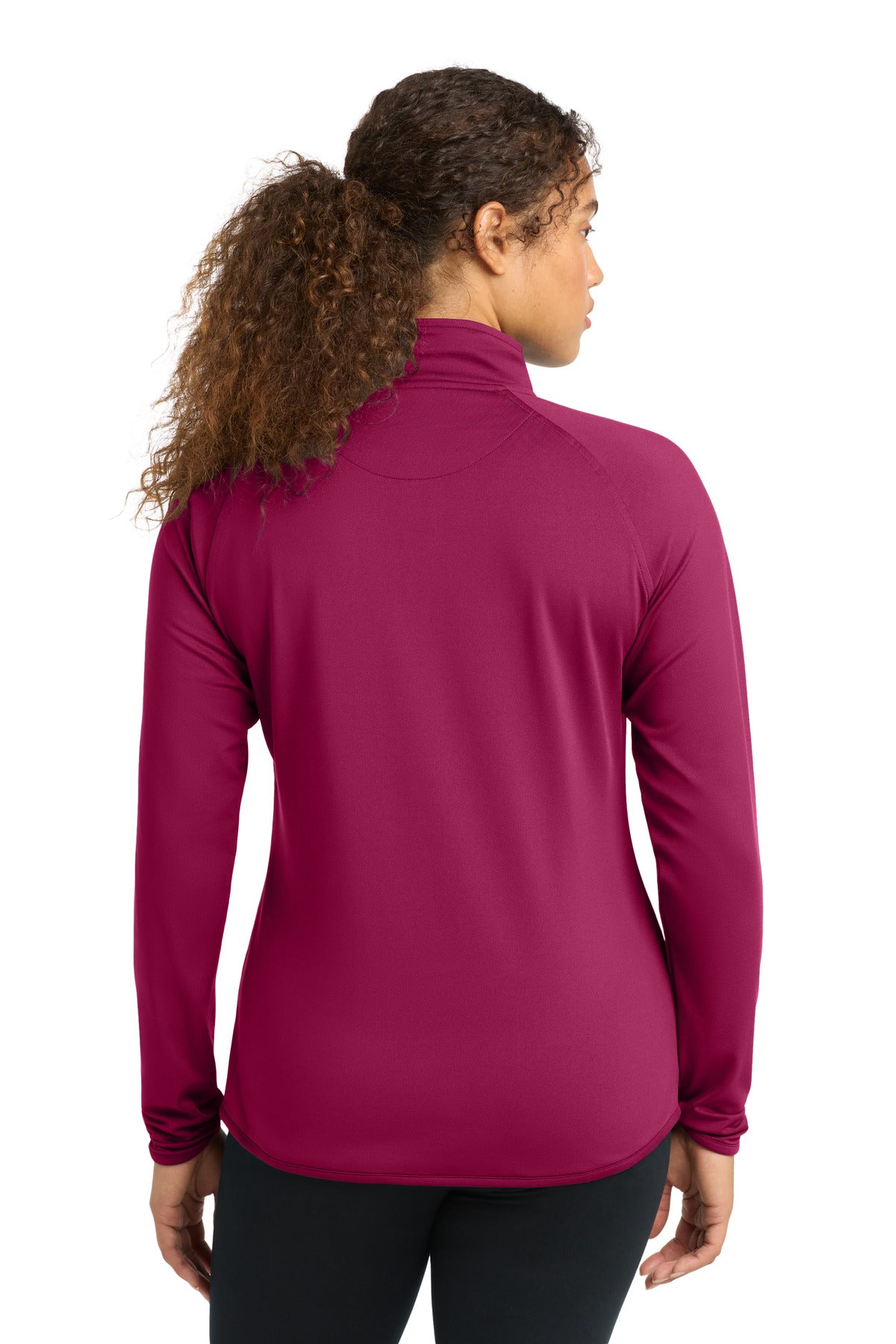 Pink Rush Sport-Tek Women's Sport-Wick Stretch 1/4-Zip Pullover. LST850
