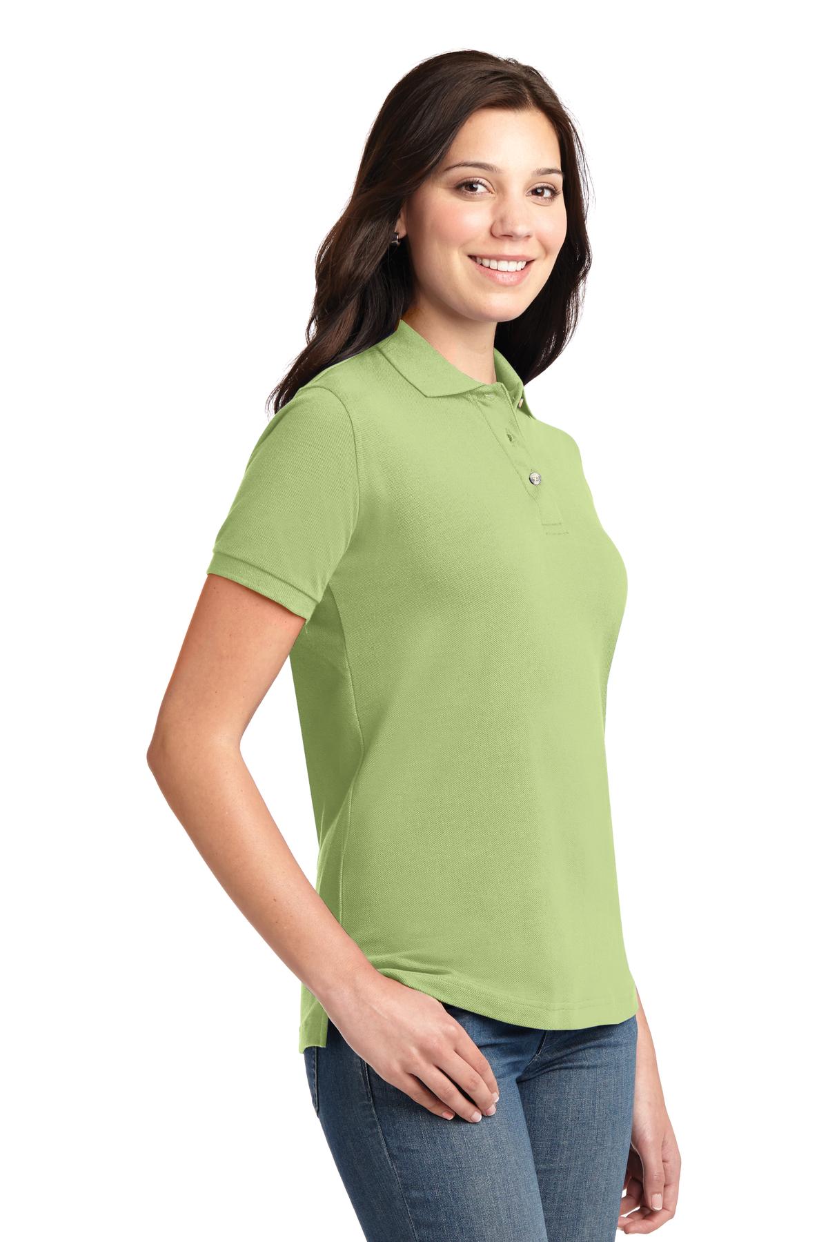 Pistachio Port Authority Women's Heavyweight Cotton Pique Polo. L420