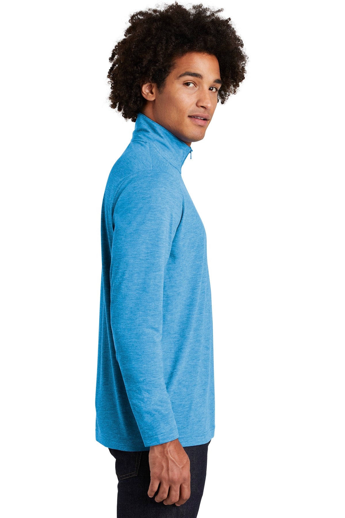 Pond Blue Hthr Sport-Tek PosiCharge Tri-Blend Wicking 1/4-Zip Pullover. ST407