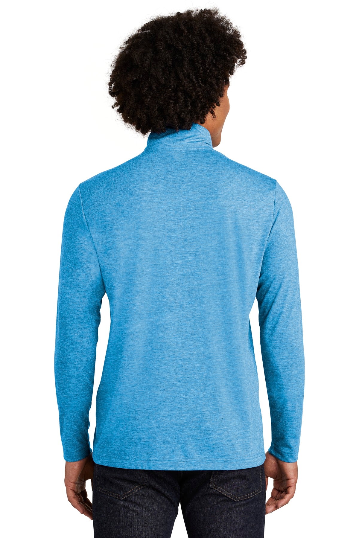 Pond Blue Hthr Sport-Tek PosiCharge Tri-Blend Wicking 1/4-Zip Pullover. ST407