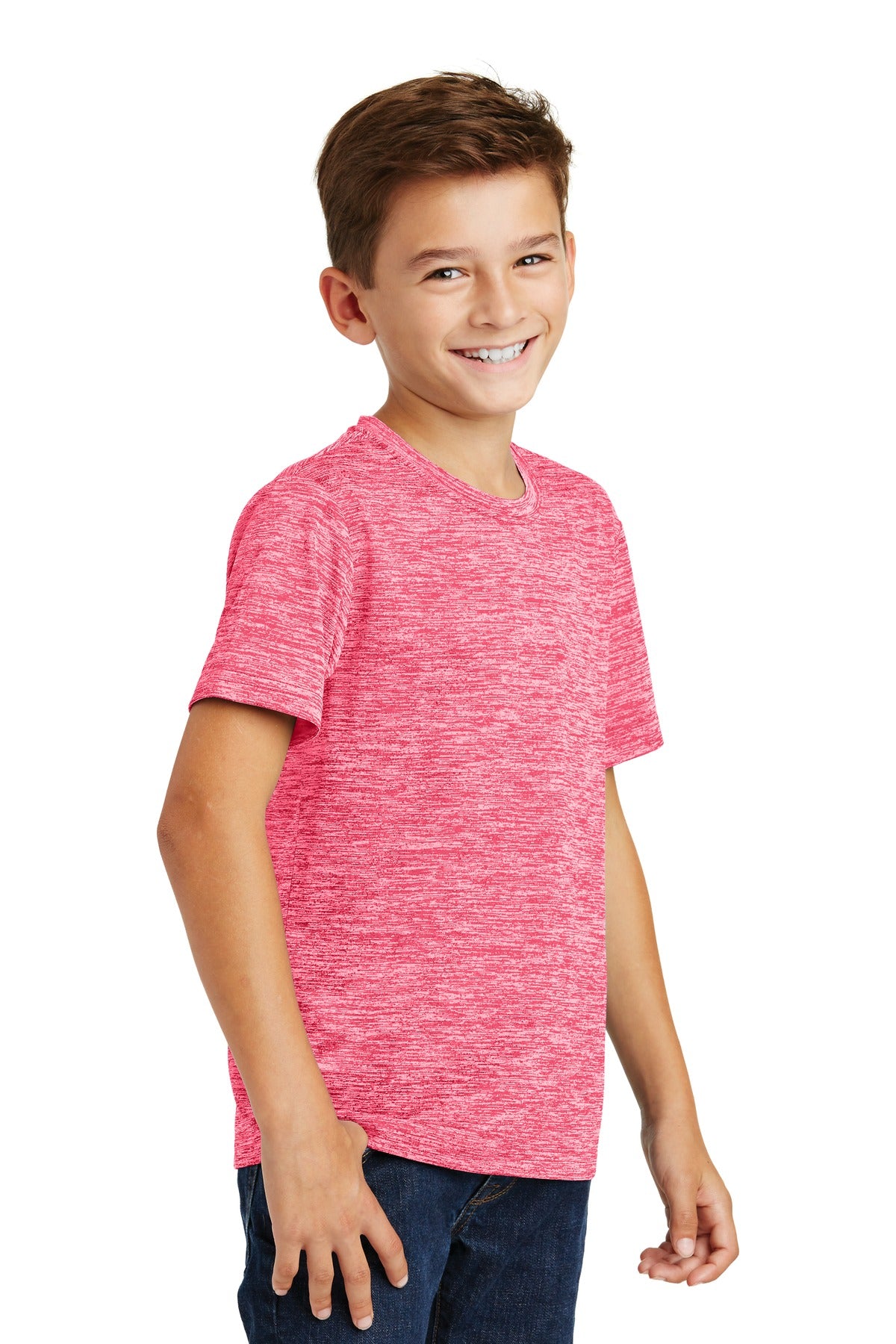 Power Pink Ele Sport-Tek Youth PosiCharge Electric Heather Tee. YST390