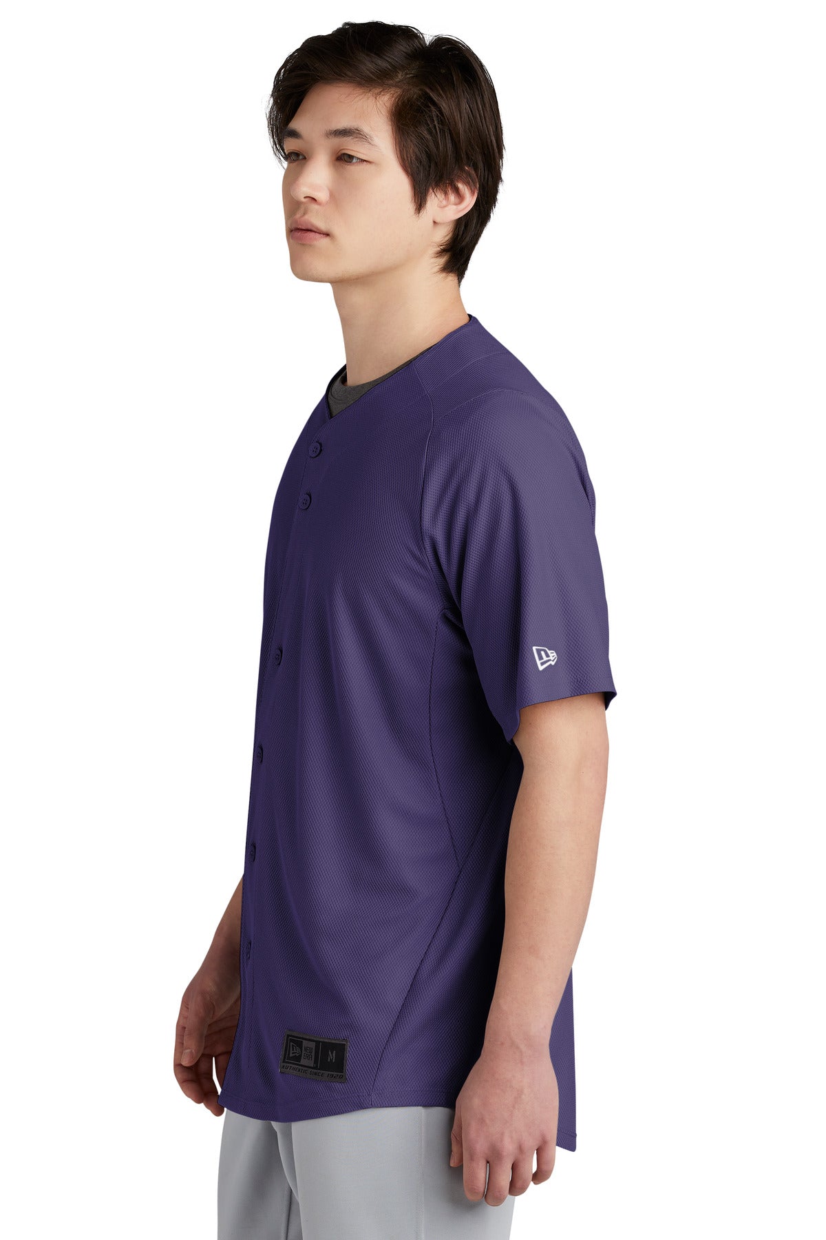 Purple New Era Diamond Era Full-Button Jersey. NEA220