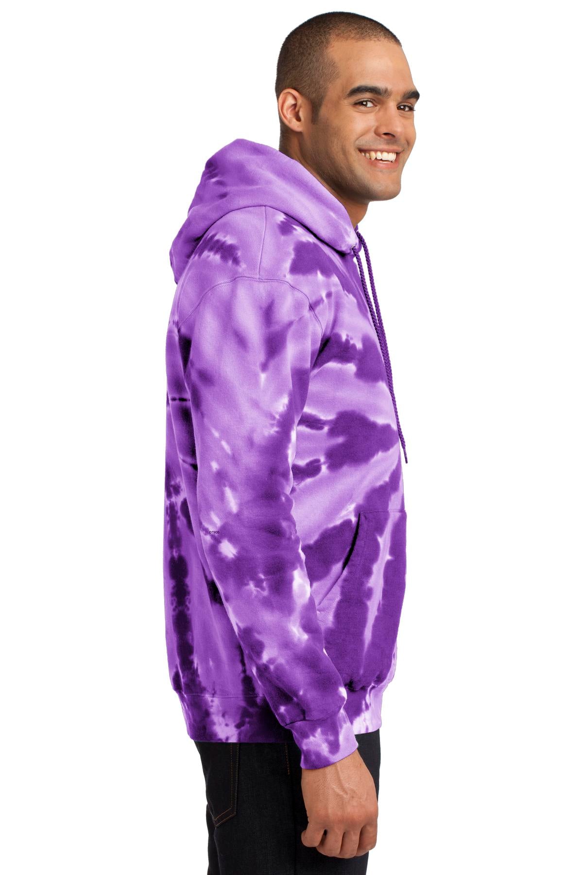 Purple Port & Company Tie-Dye Pullover Hooded Sweatshirt. PC146
