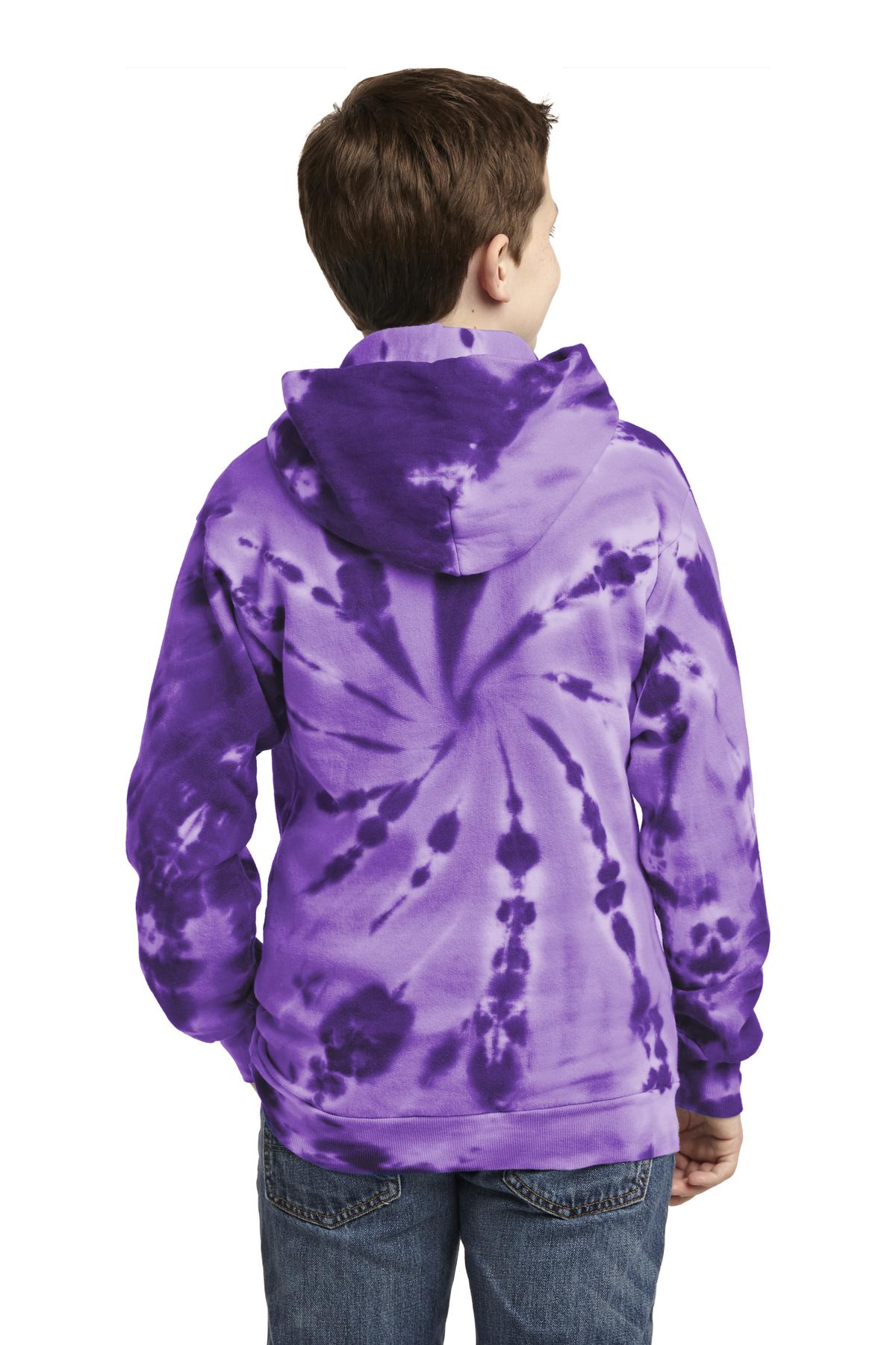 Purple Port & Company Youth Tie-Dye Pullover Hooded Sweatshirt. PC146Y