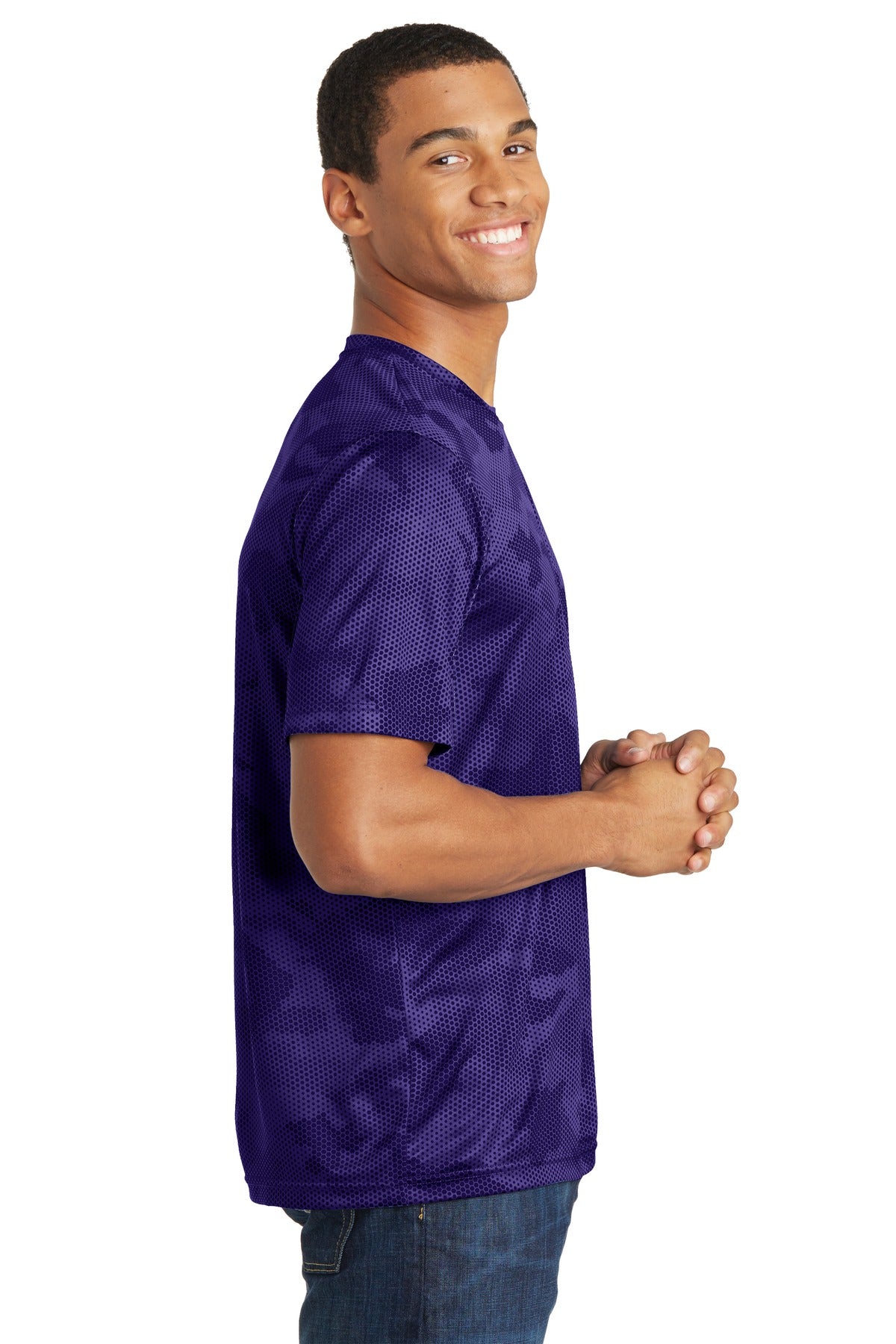 Purple Sport-Tek CamoHex Tee. ST370