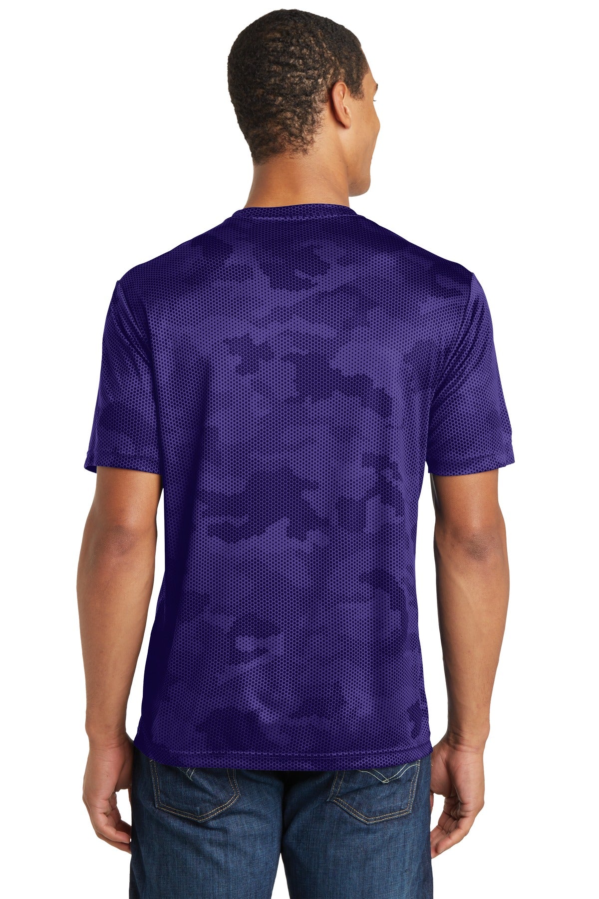 Purple Sport-Tek CamoHex Tee. ST370