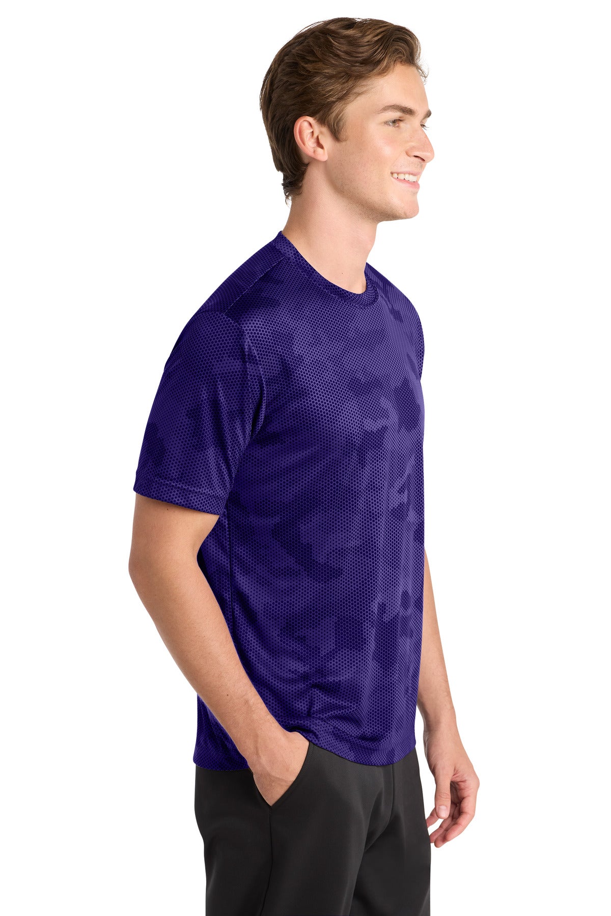 Purple Sport-Tek CamoHex Tee. ST370