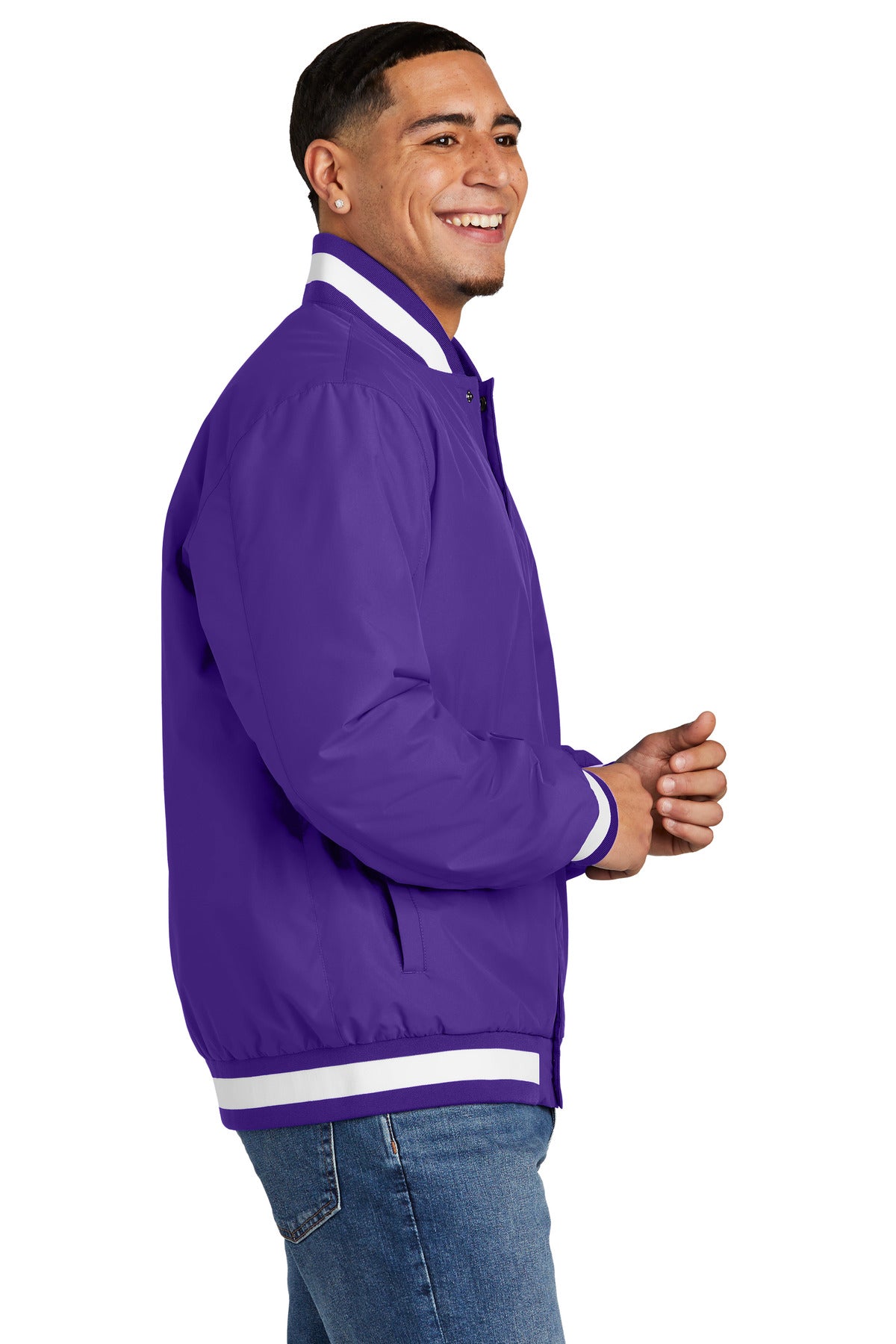 Purple Sport-Tek Insulated Varsity Jacket JST58
