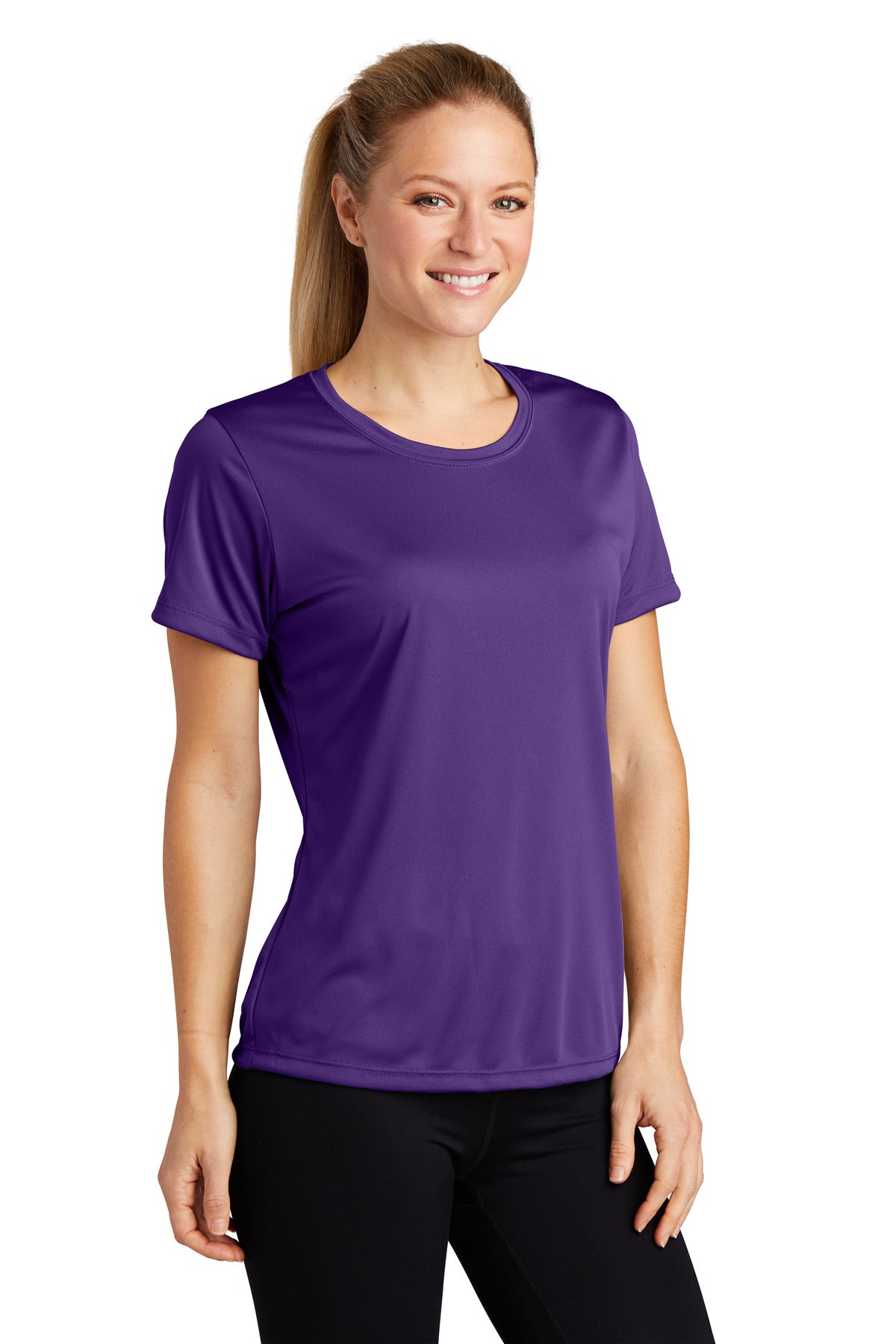 Purple Sport-Tek Women's PosiCharge Competitor Tee. LST350