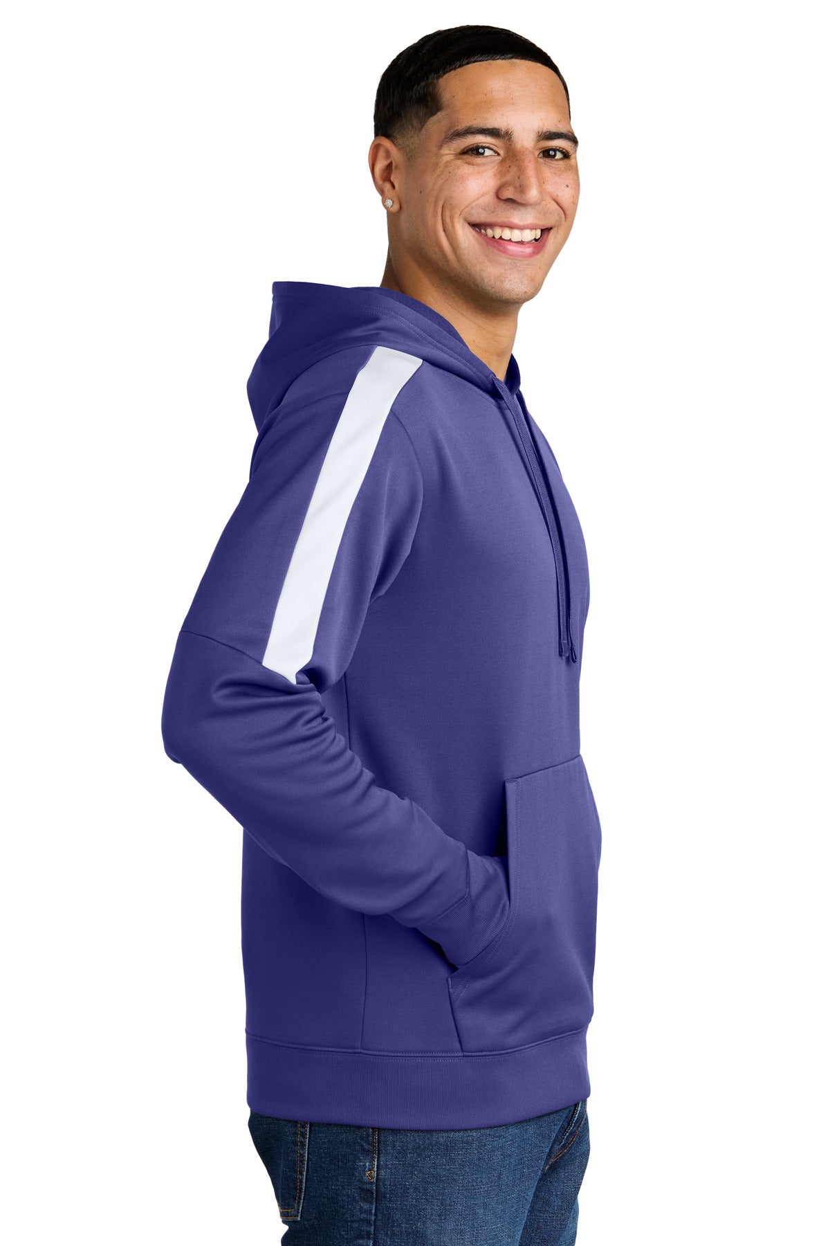 Purple/Wh Sport-Tek Sport-Wick Fleece United Pullover Hoodie ST255