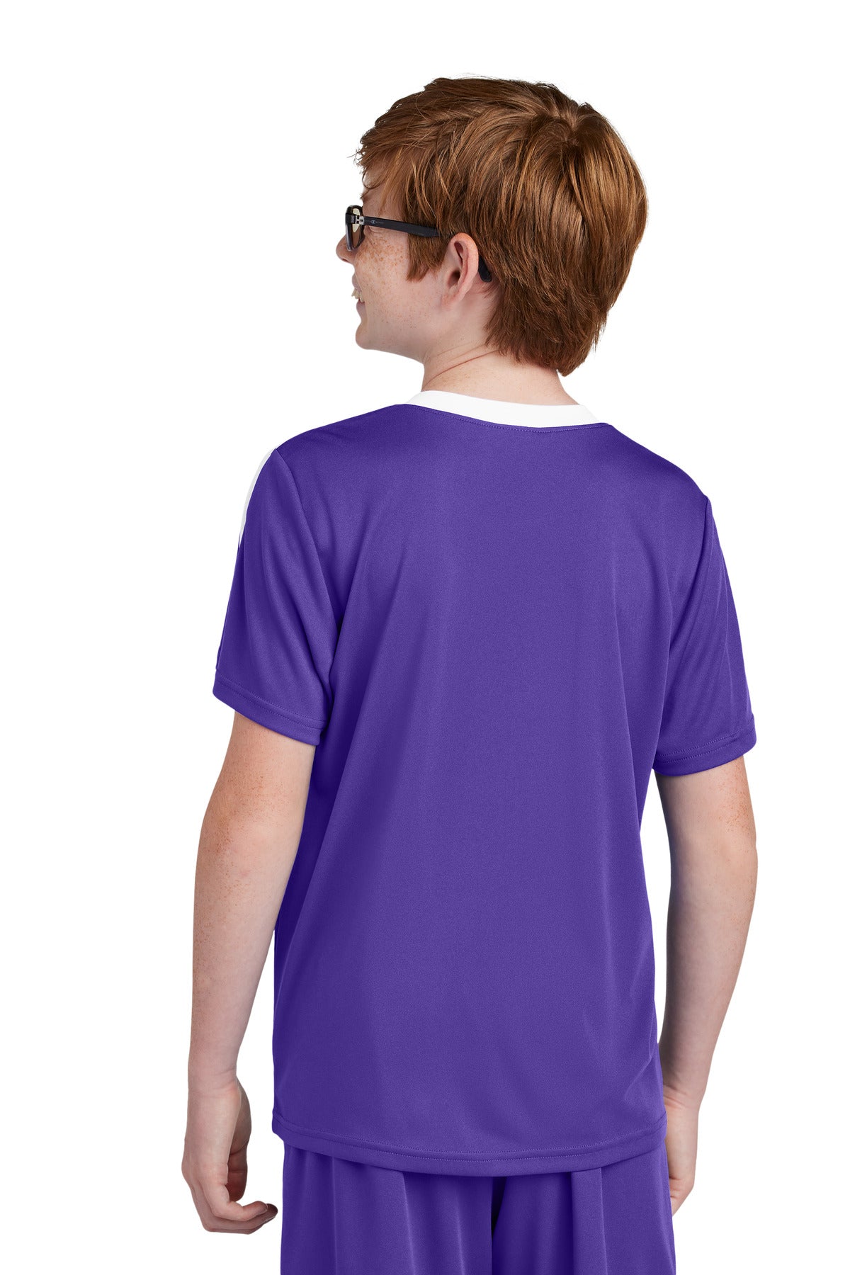 Purple/Wh Sport-Tek Youth Competitor United Crew YST100