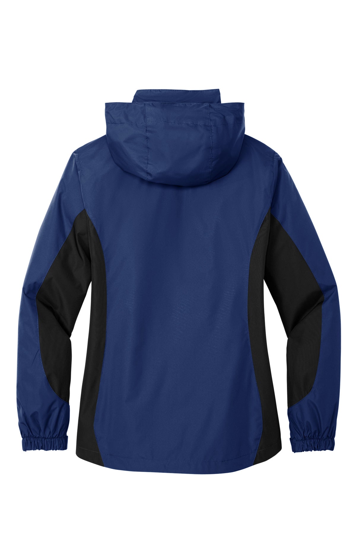 Rear View of Ad Blu/Blk/Gry Port Authority Women's Colorblock 3-in-1 Jacket. L321