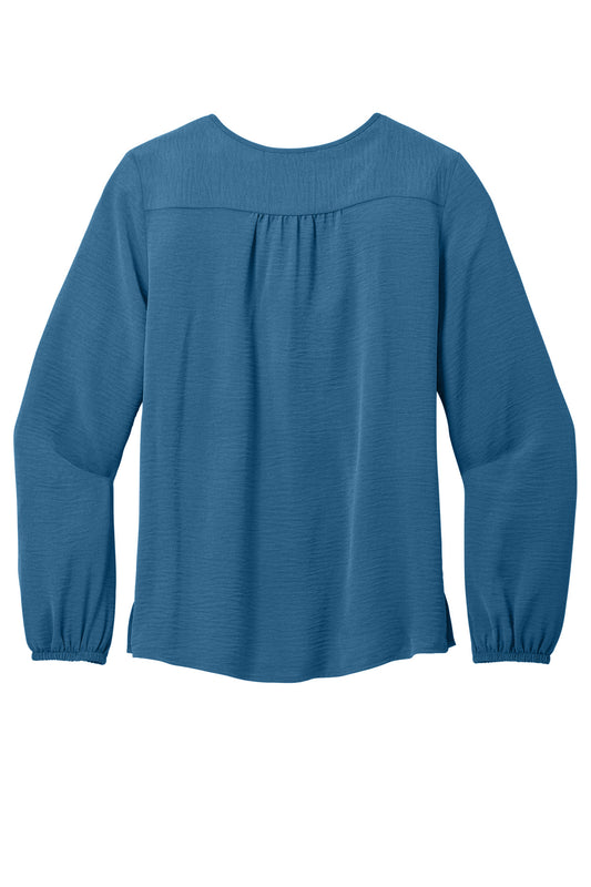 Rear View of AegeanBlue Port Authority Women's Textured Crepe Blouse LW714