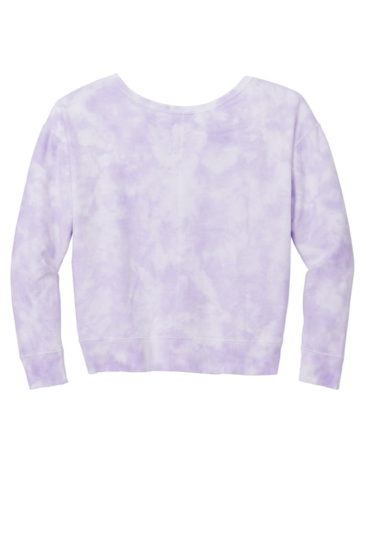 Rear View of Amethyst Port & Company Women's Beach Wash Cloud Tie-Dye V-Neck Sweatshirt LPC140V
