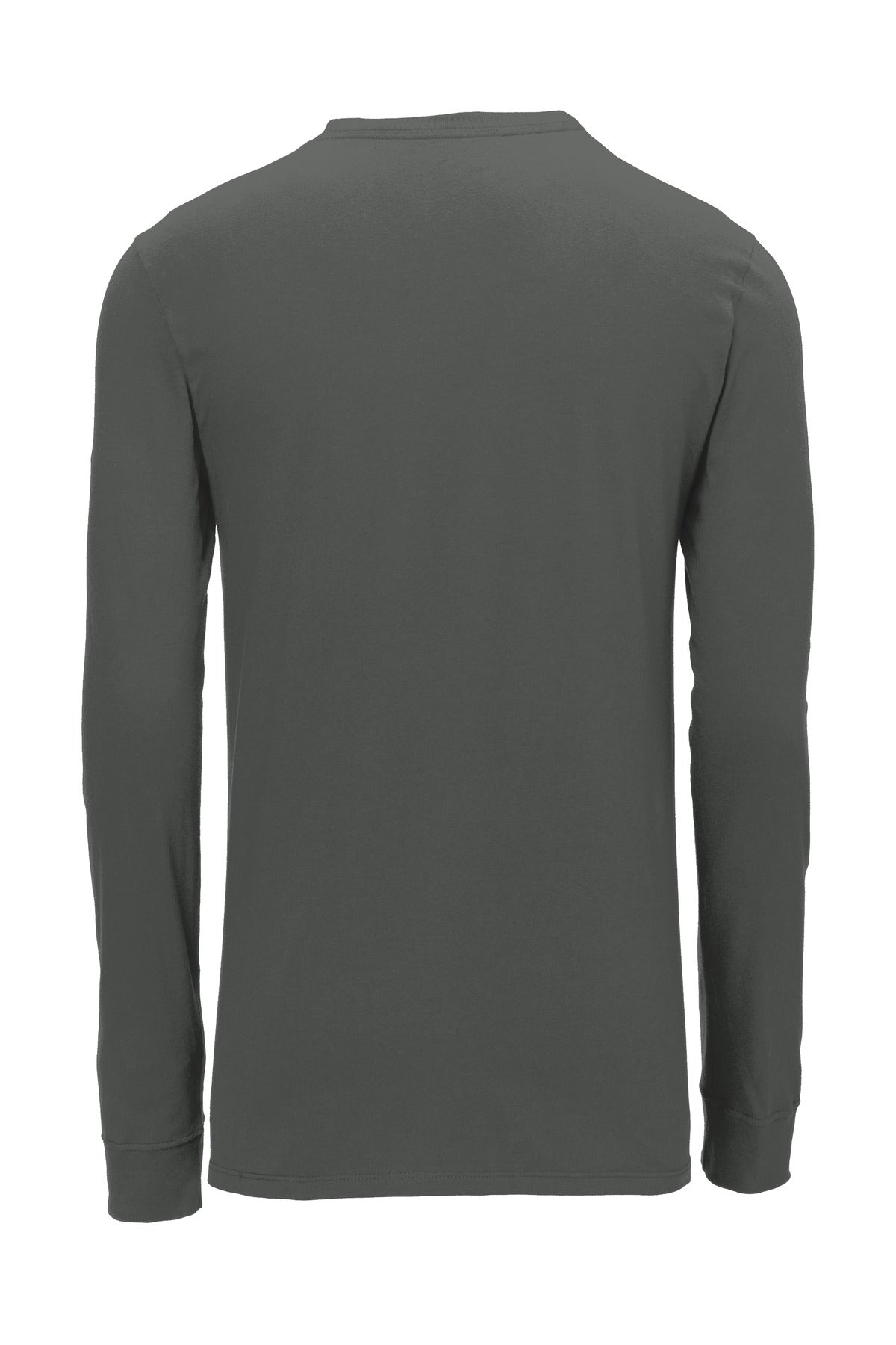 Rear View of Anthracite Nike Dri-FIT Cotton/Poly Long Sleeve Tee. NKBQ5230