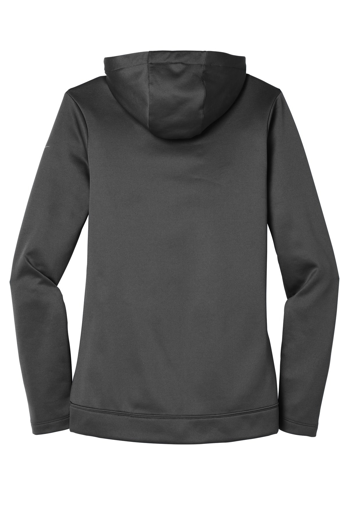 Rear View of Anthracite Nike Women's Therma-FIT Full-Zip Fleece Hoodie. NKAH6264