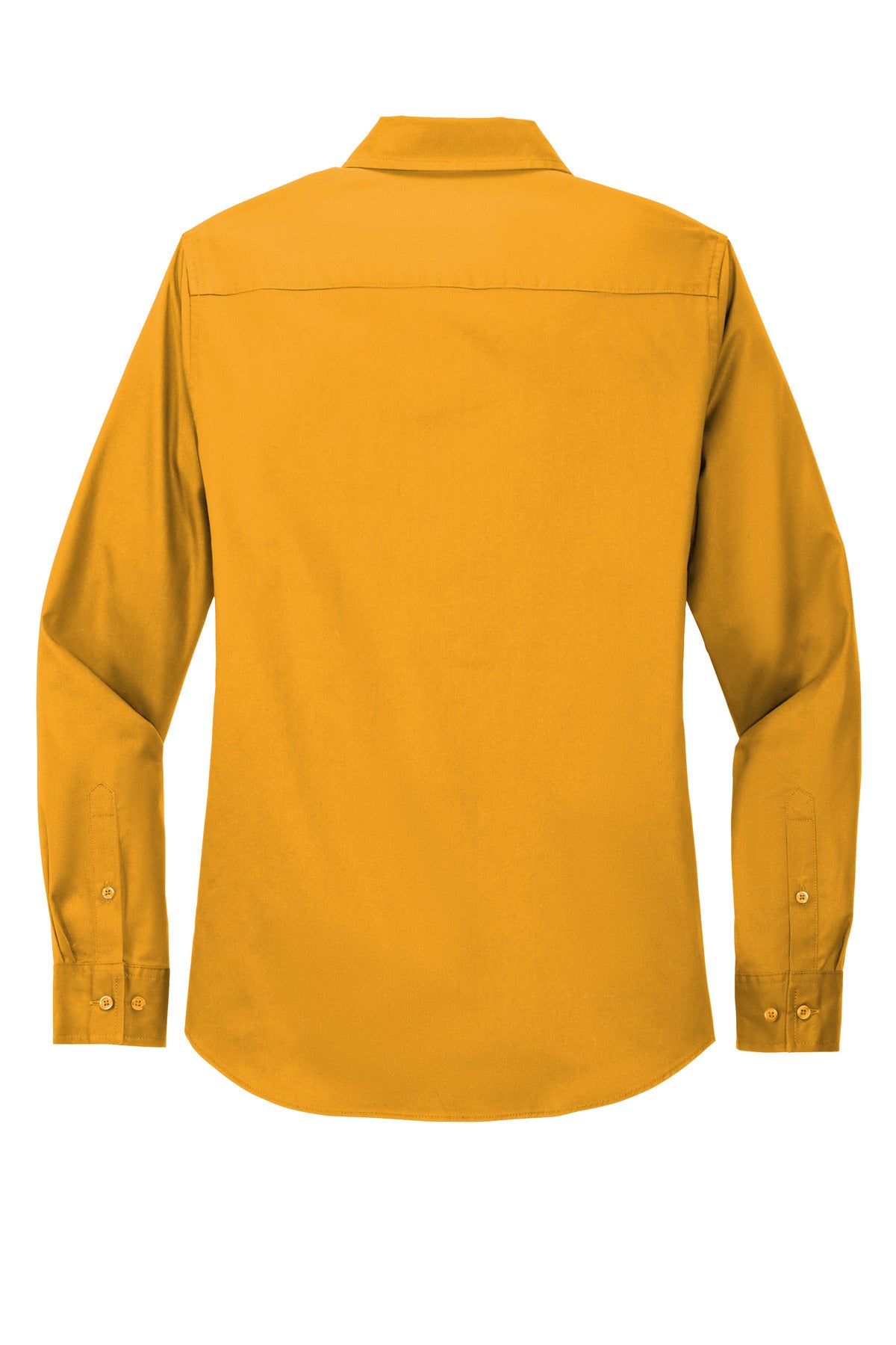 Rear View of Athletic Gold Port Authority Women's Long Sleeve Easy Care Shirt. L608