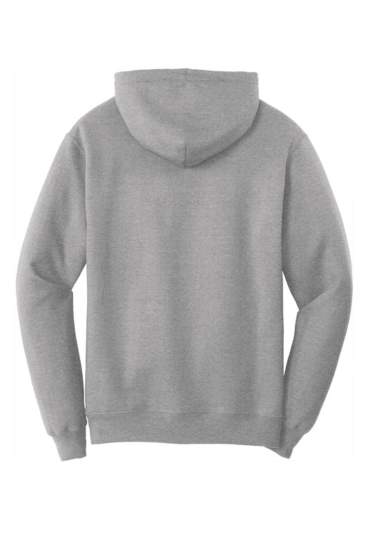 Rear View of Athletic Hthr Port & Company Tall Core Fleece Pullover Hooded Sweatshirt PC78HT