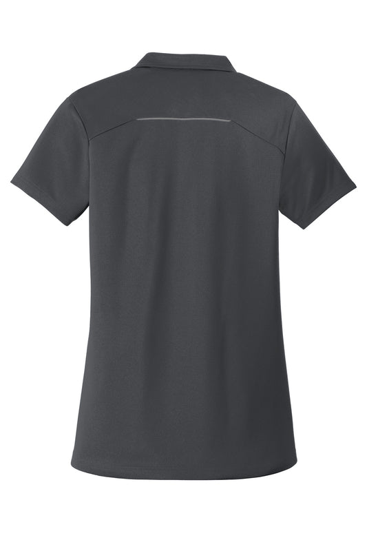 Rear View of Battleship Gry Port Authority Women's Pinpoint Mesh Zip Polo. L580