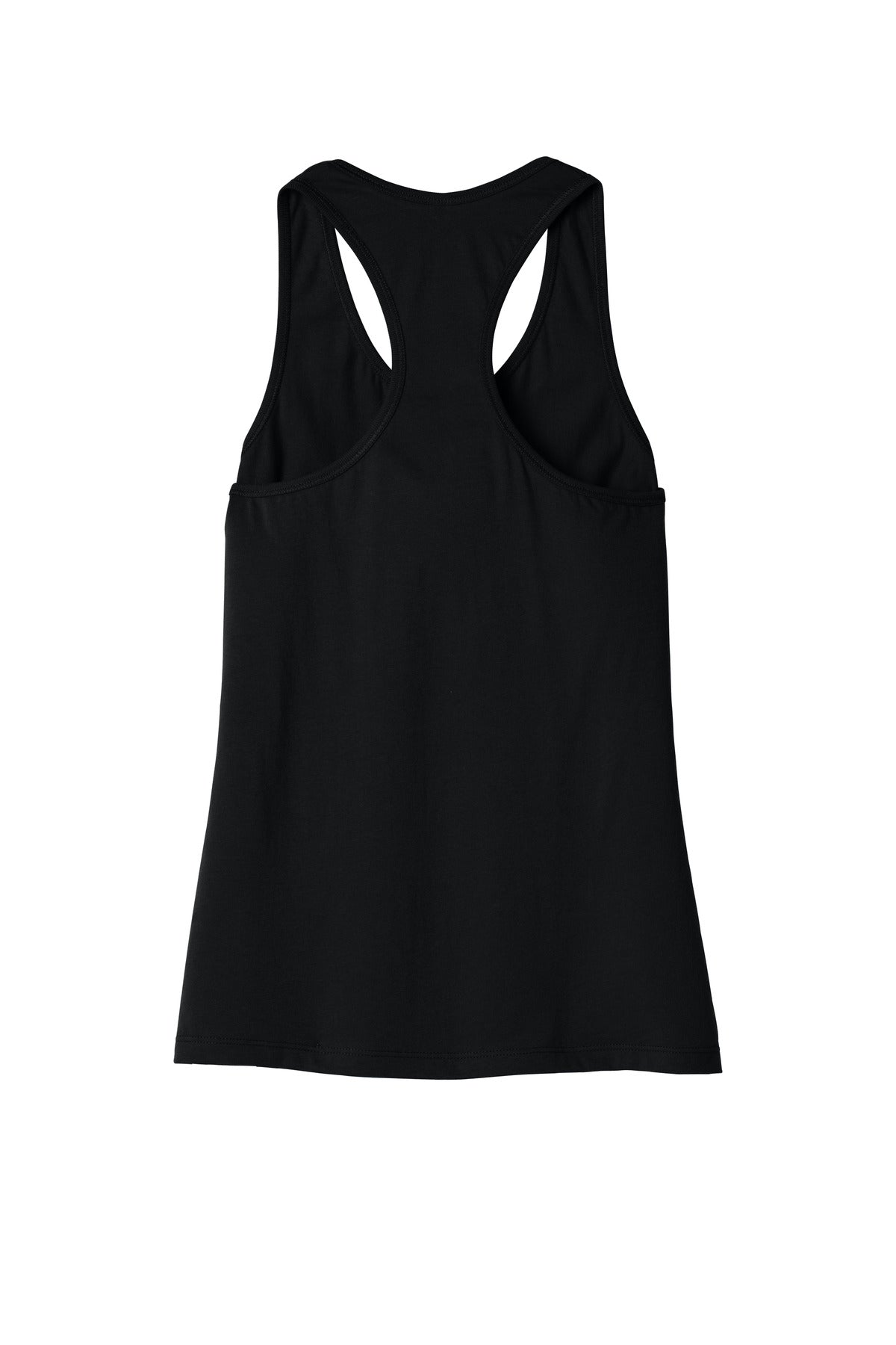 Rear View of Black BELLA+CANVAS Women's Jersey Racerback Tank. BC6008