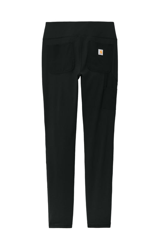 Rear View of Black Carhartt Force Women's Midweight Utility Legging CT102482