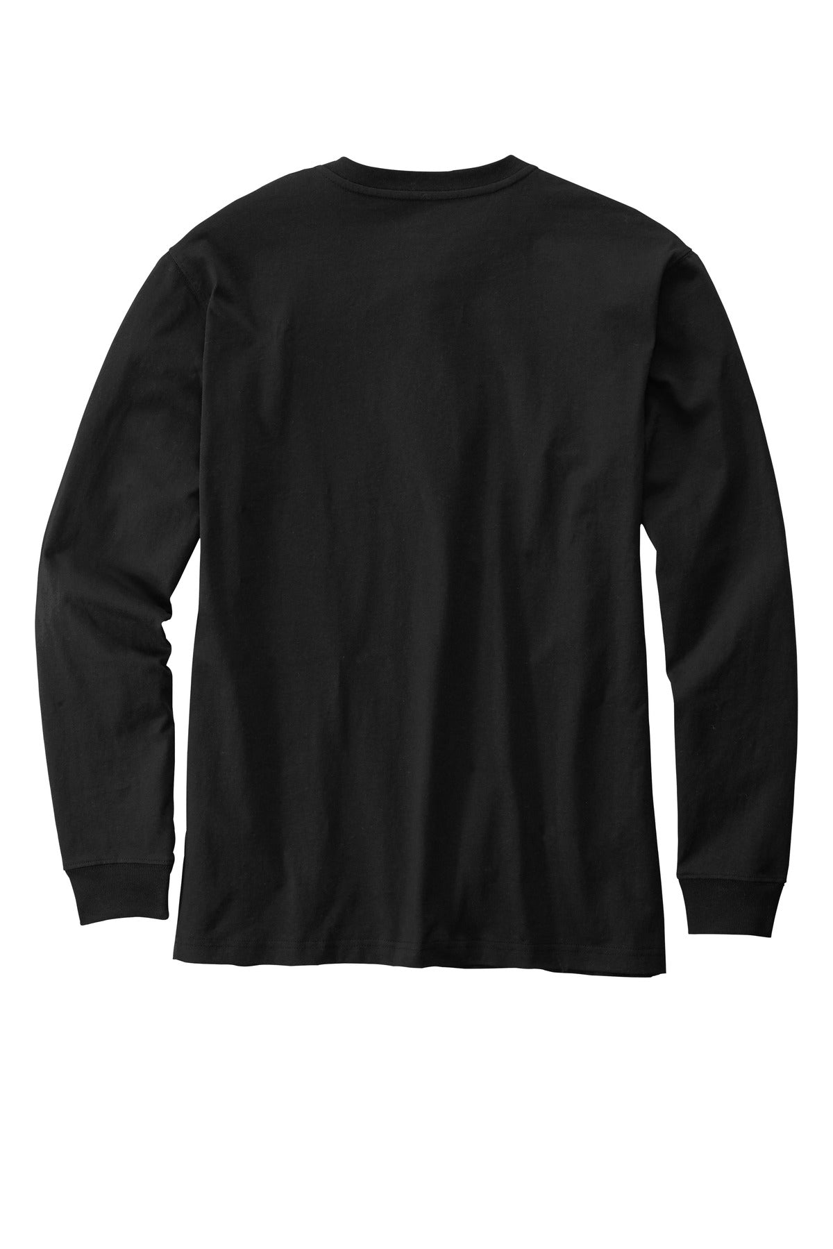 Rear View of Black Carhartt Long Sleeve Henley T-Shirt CTK128