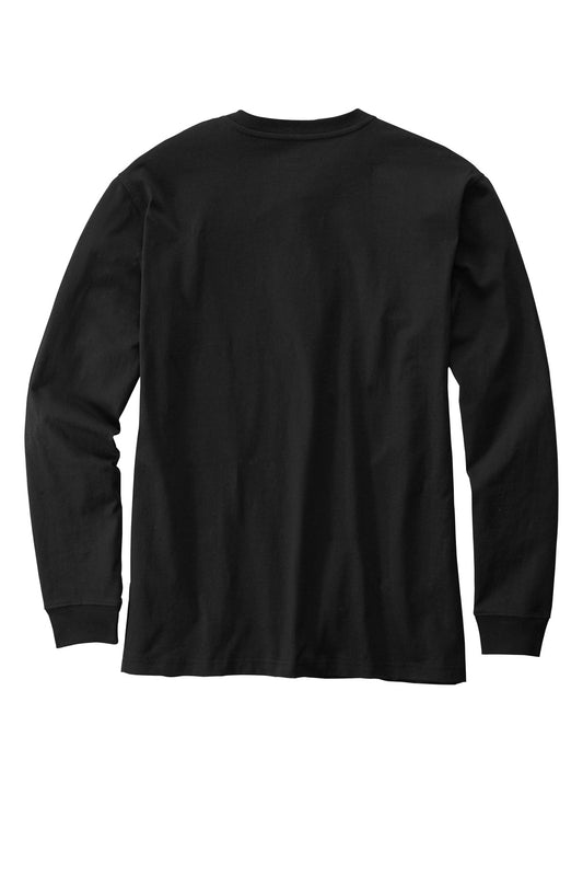 Rear View of Black Carhartt Long Sleeve Henley T-Shirt CTK128