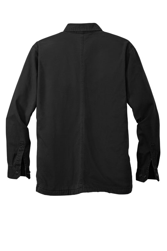 Rear View of Black Carhartt Rugged Flex Fleece-Lined Shirt Jac CT105532