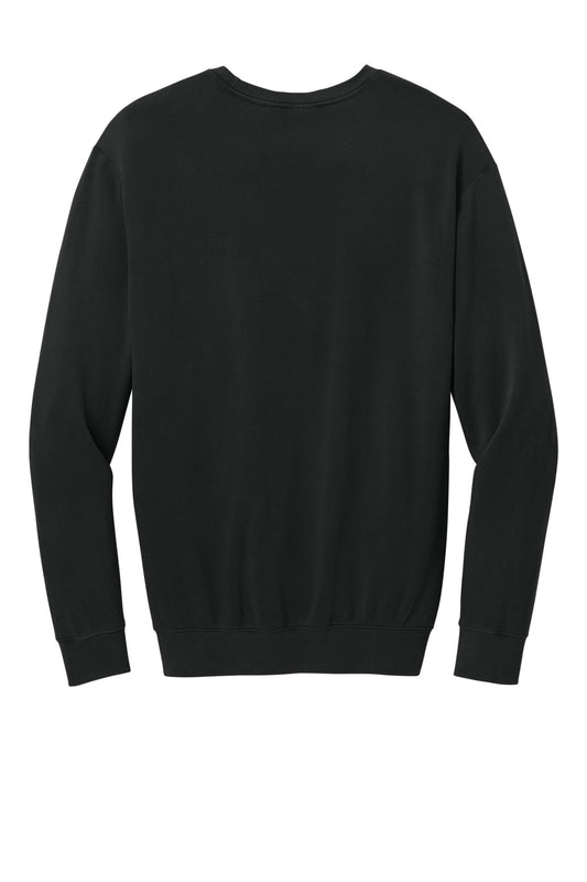 Rear View of Black Comfort Colors Lightweight Crewneck Sweatshirt 1466
