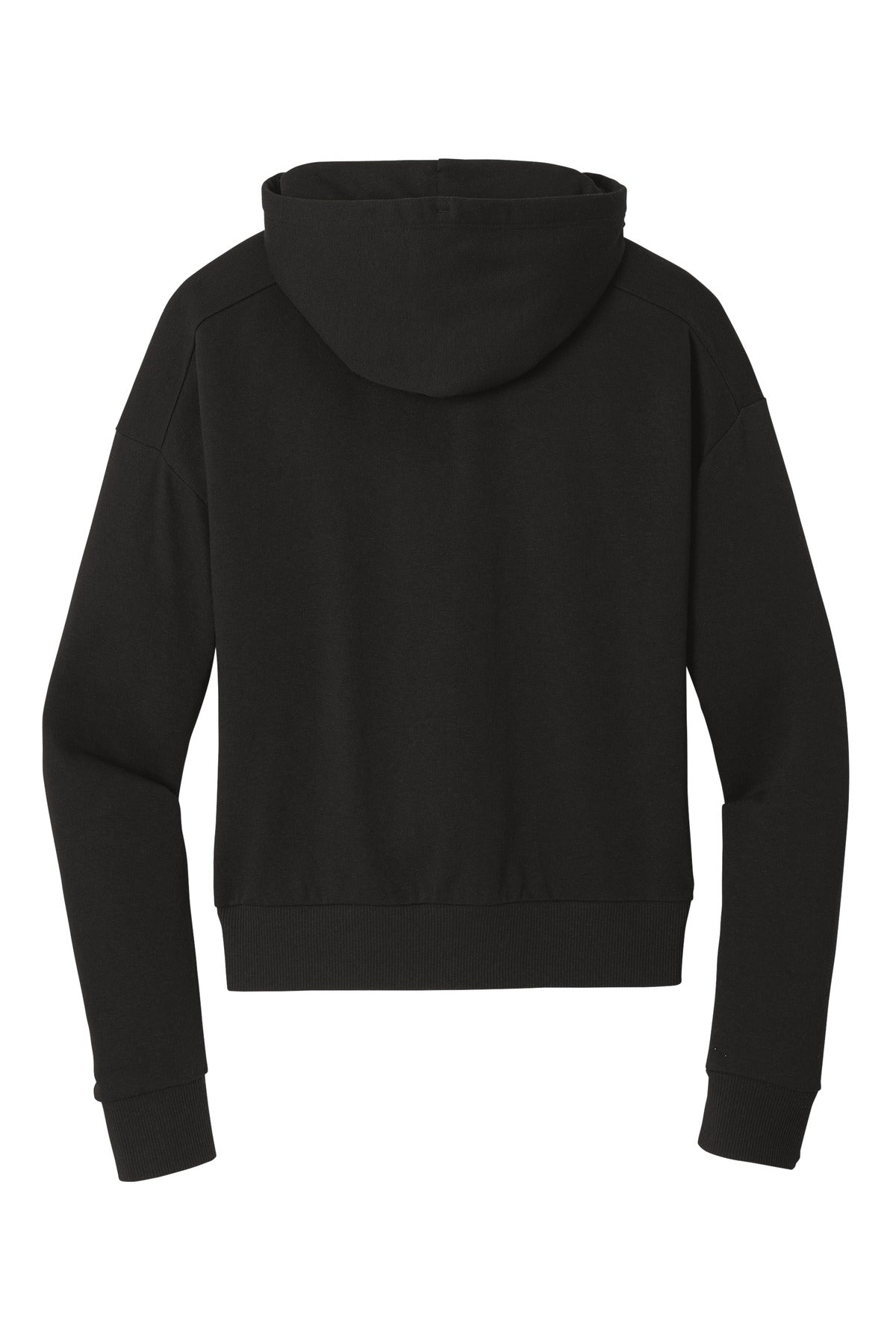 Rear View of Black District Women's Perfect Tri Fleece 1/2-Zip Pullover DT1311