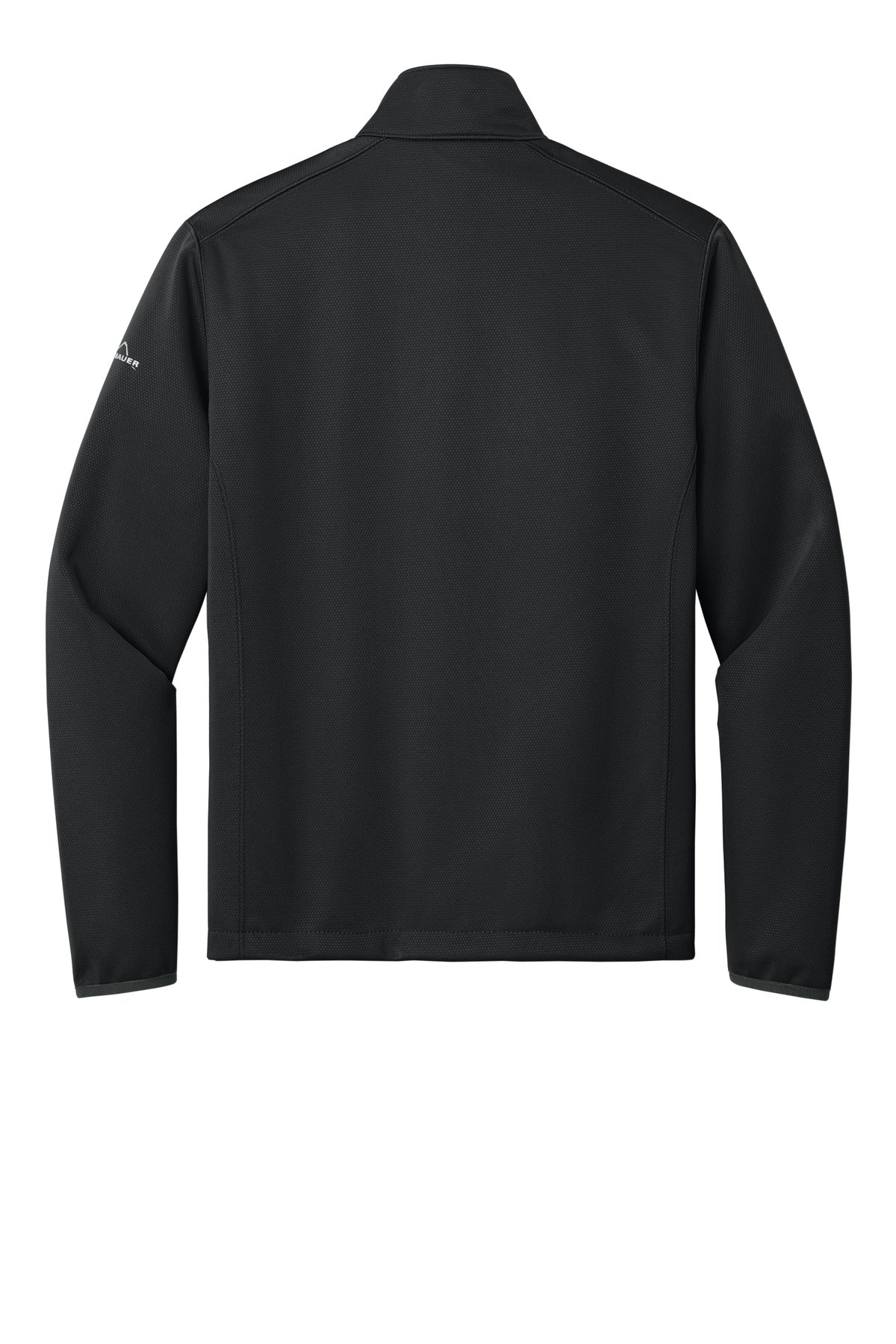 Rear View of Black Eddie Bauer Weather-Resist Soft Shell Jacket. EB538