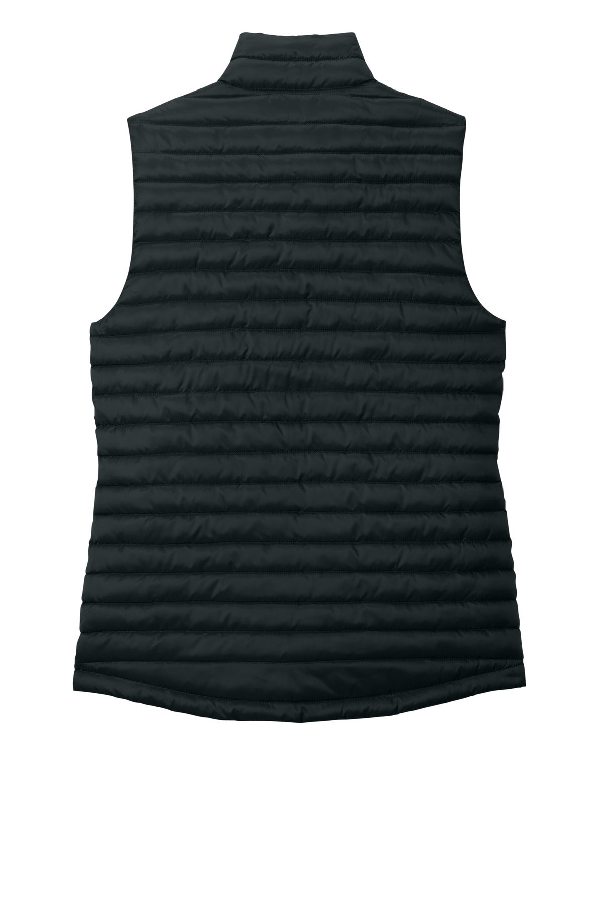 Rear View of Black Eddie Bauer Women's Packable Quilted Vest EB517