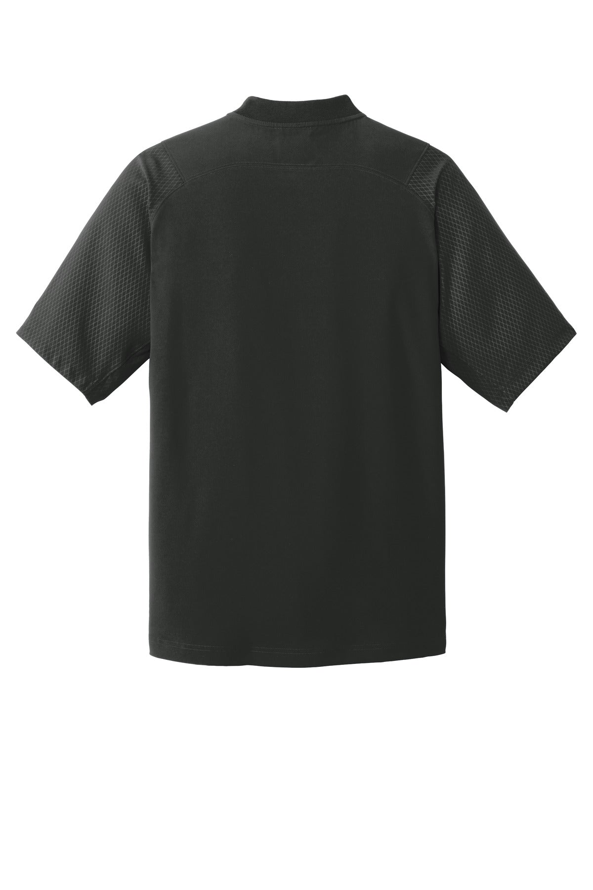 Rear View of Black New Era Cage Short Sleeve 1/4-Zip Jacket. NEA600