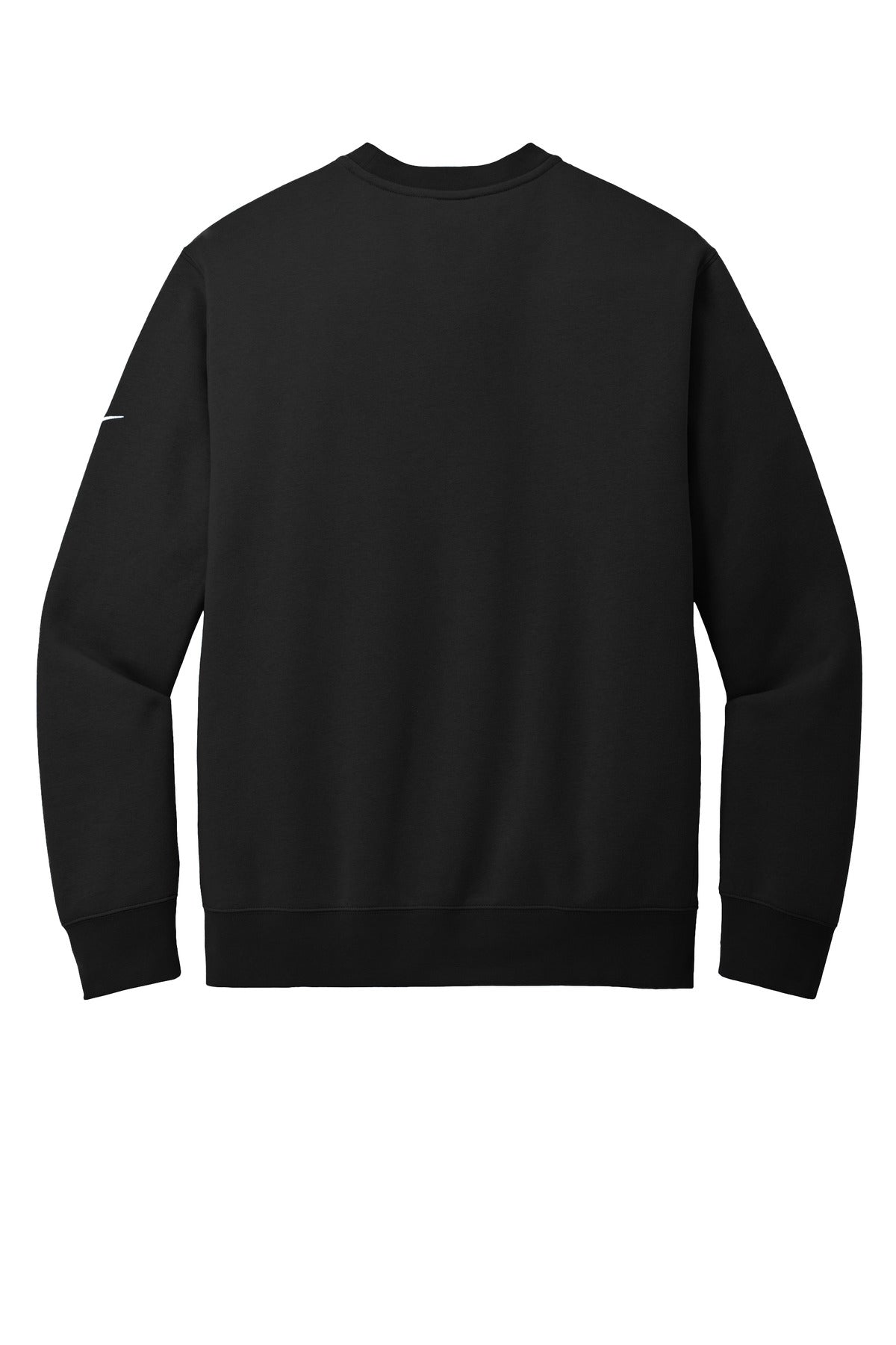 Rear View of Black Nike Club Fleece Sleeve Swoosh Crew NKFD9863