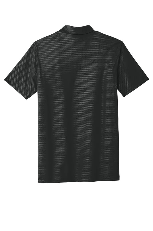 Rear View of Black Nike Dri-FIT Embossed Tri-Blade Polo. 838964