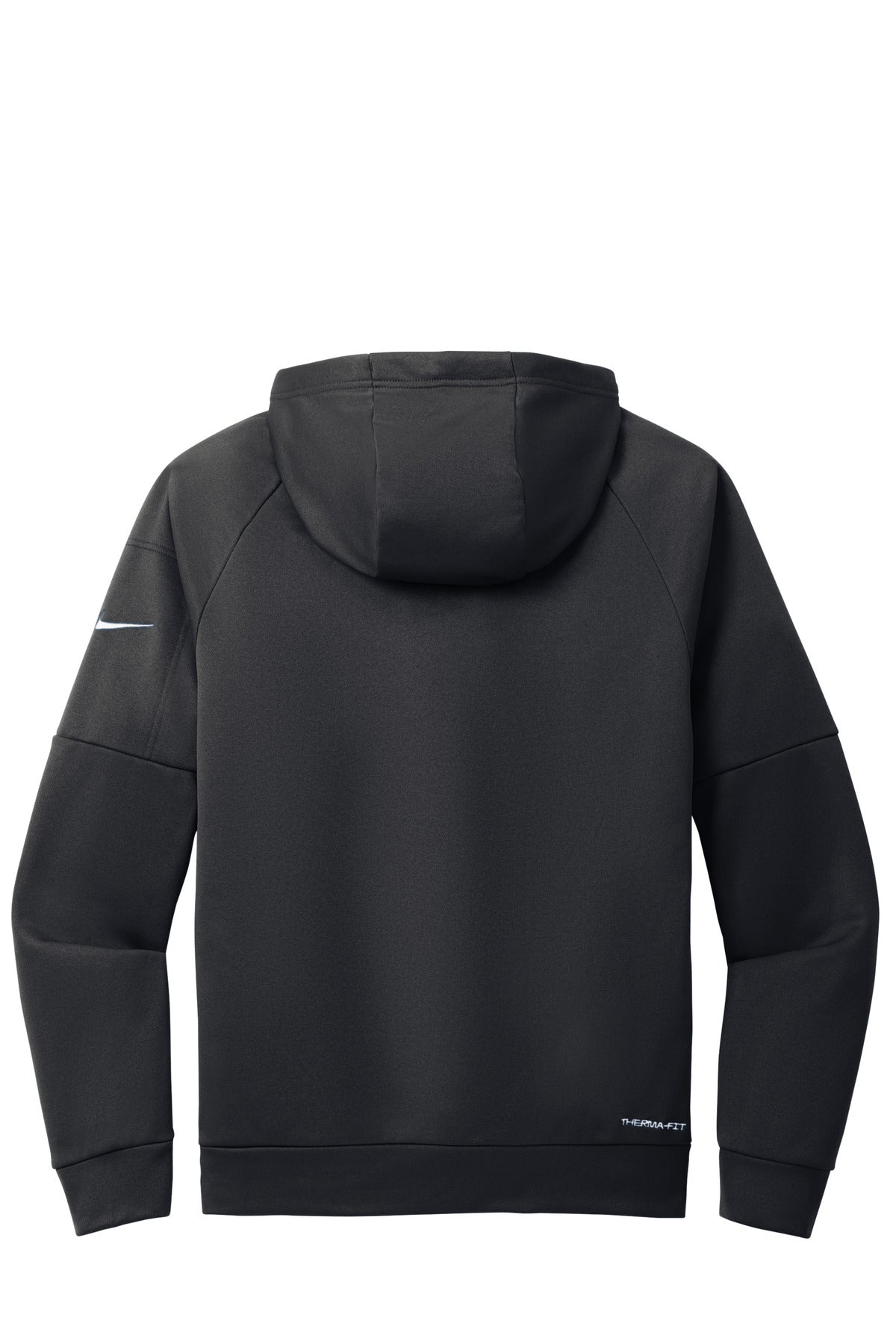 Rear View of Black Nike Therma-FIT Pocket Full-Zip Fleece Hoodie NKFD9859